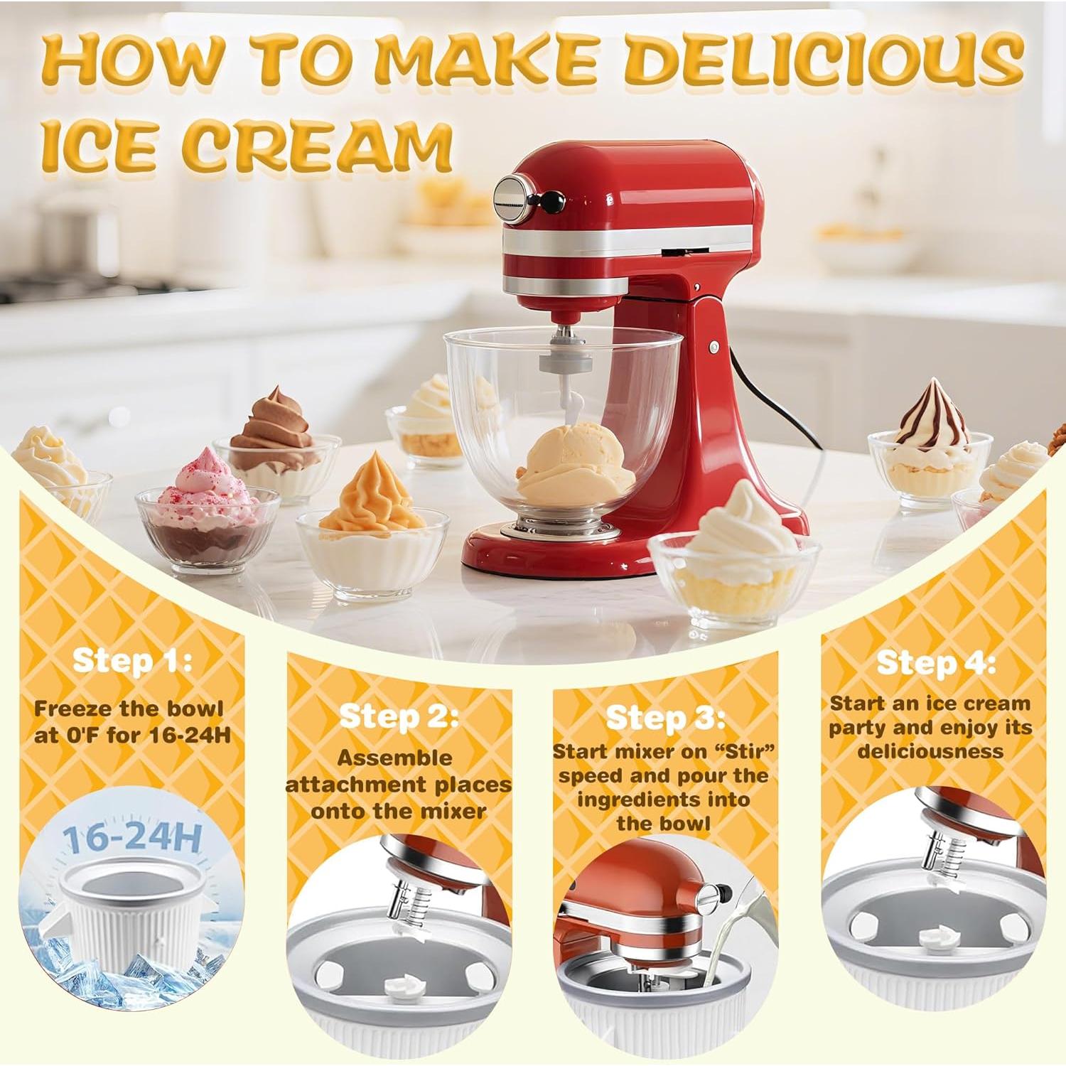 Accesorio para Hacer Helados FOKIEE para Batidoras KitchenAid 2L