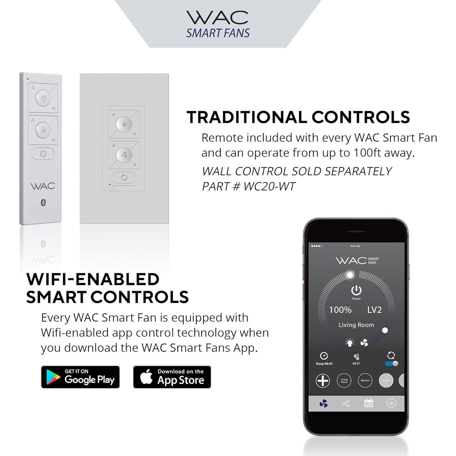 Ventilador de Techo Inteligente WAC Stella 60cm Negro Mate LED