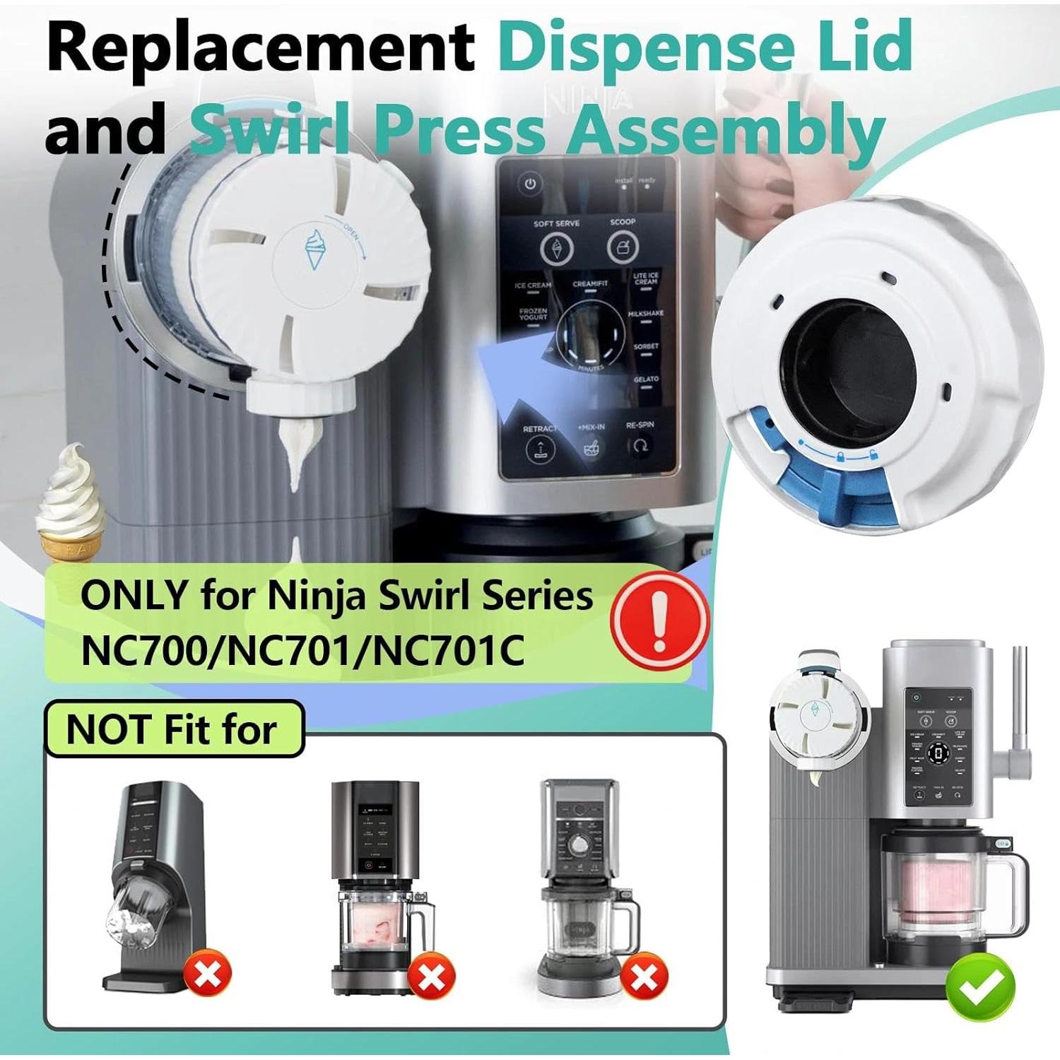 Tapa dispensadora y prensa Kamrexi para Ninja Swirl NC700/701/701C