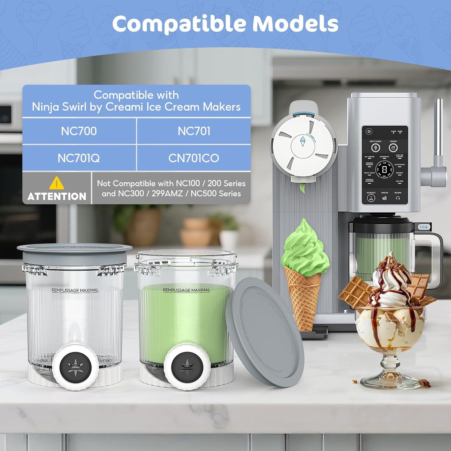 Paquete de 2 Pints y Tapas Ninja Swirl NC700 16oz