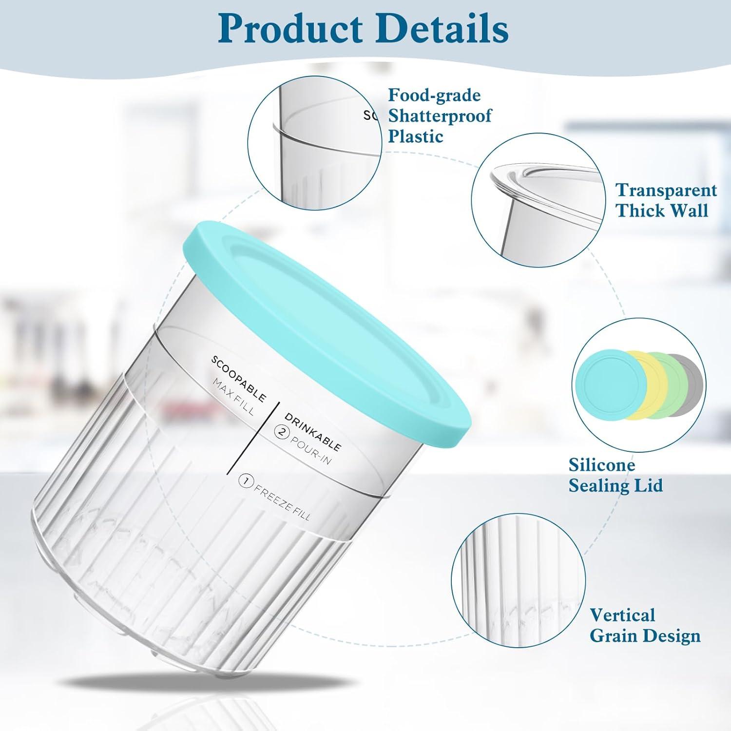 Contenedores Creami Deluxe QUIENKITCH 24oz - 4 Pints y Tapas