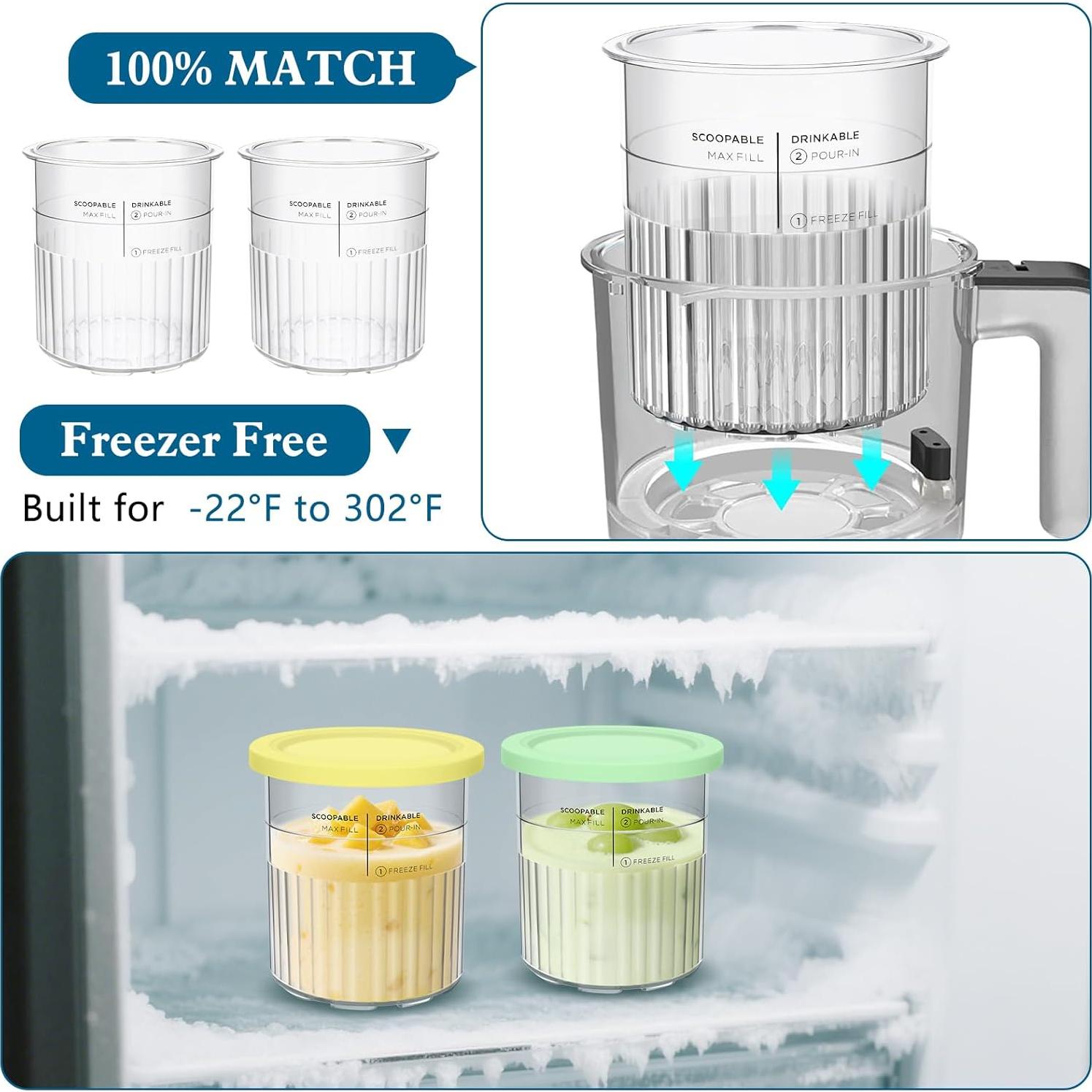 Contenedores Creami Deluxe QUIENKITCH 24oz - 4 Pints y Tapas