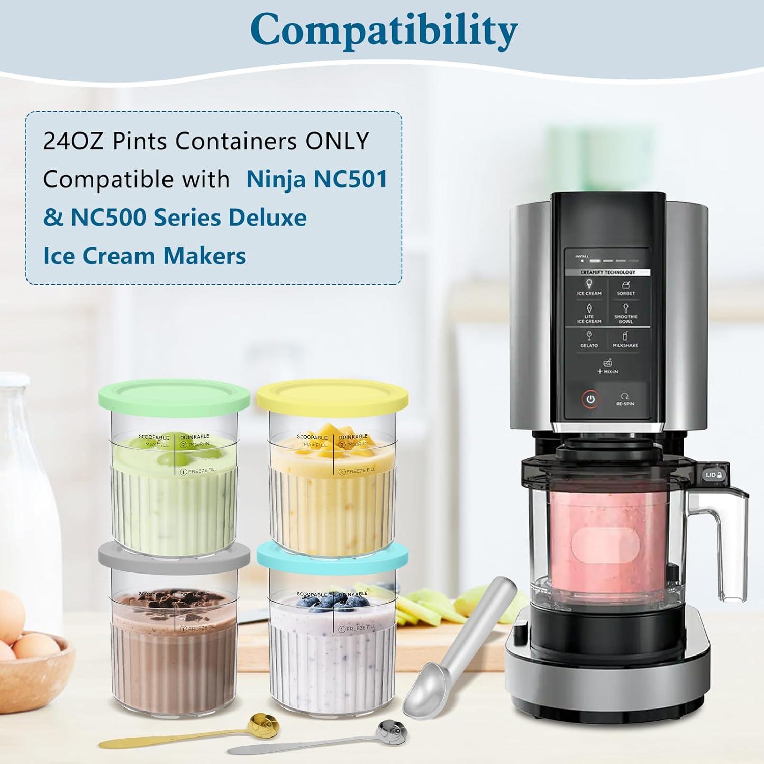 Contenedores Creami Deluxe QUIENKITCH 24oz - 4 Pints y Tapas