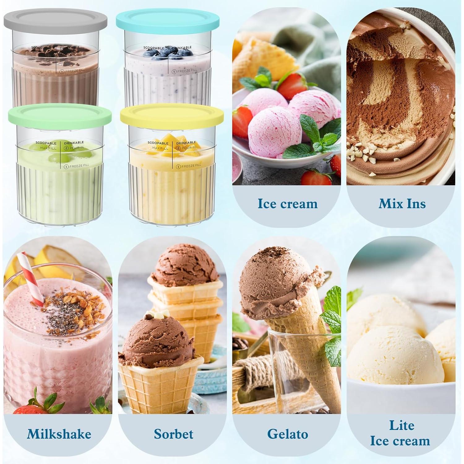 Contenedores Creami Deluxe QUIENKITCH 24oz - 4 Pints y Tapas