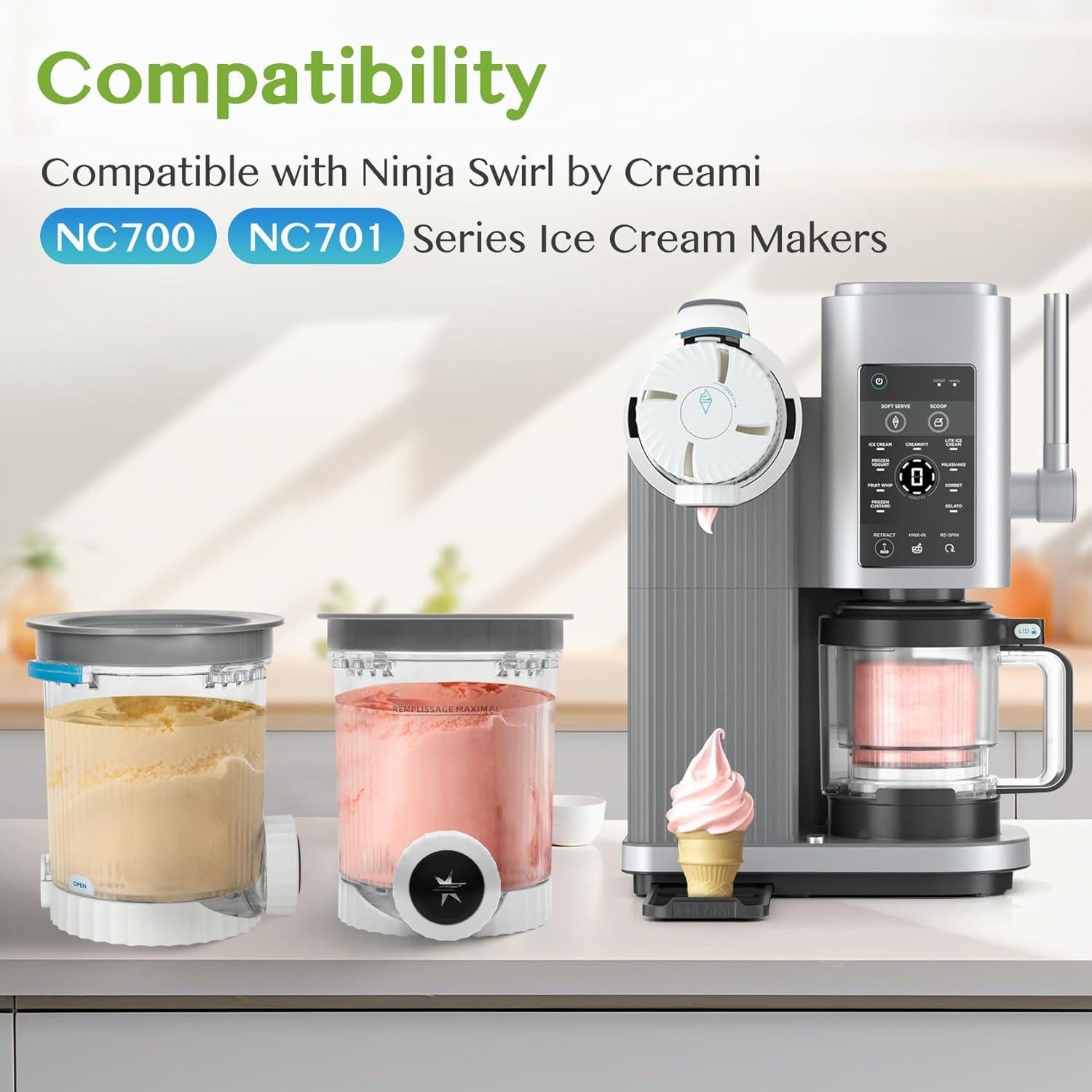 Contenedores de Pint Ninja Swirl Powhorse 16oz - Paquete de 2