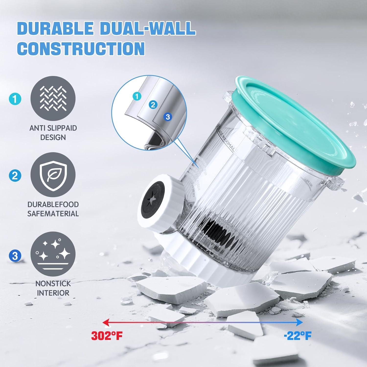 GuanQiao 4 Recipientes y Tapas para Ninja Creami Swirl 16 oz