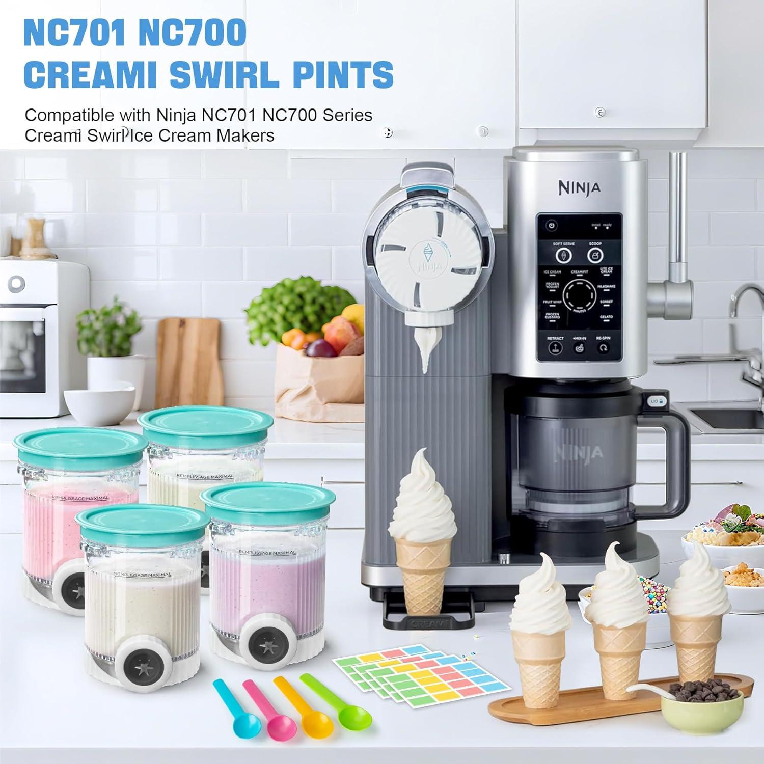 GuanQiao 4 Recipientes y Tapas para Ninja Creami Swirl 16 oz