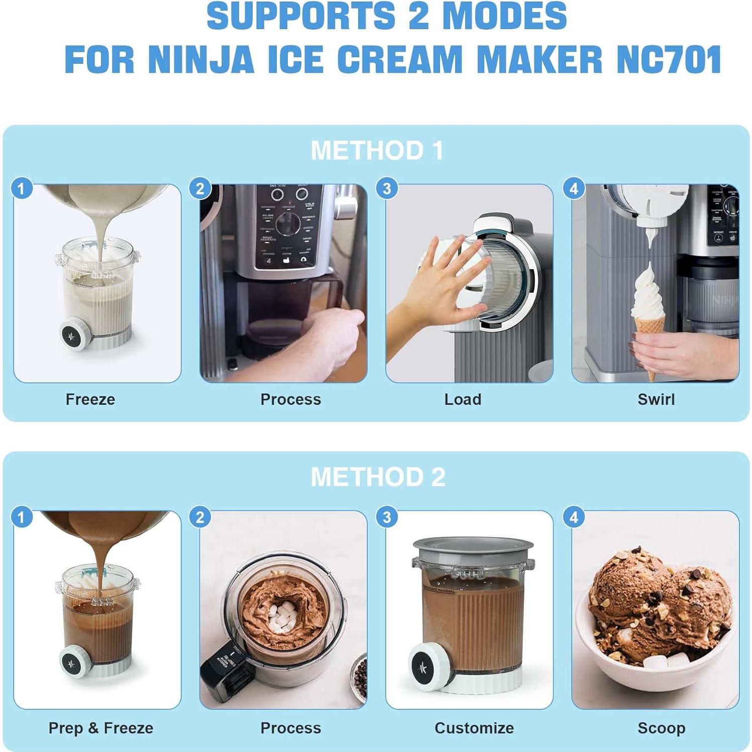 GuanQiao 4 Recipientes y Tapas para Ninja Creami Swirl 16 oz