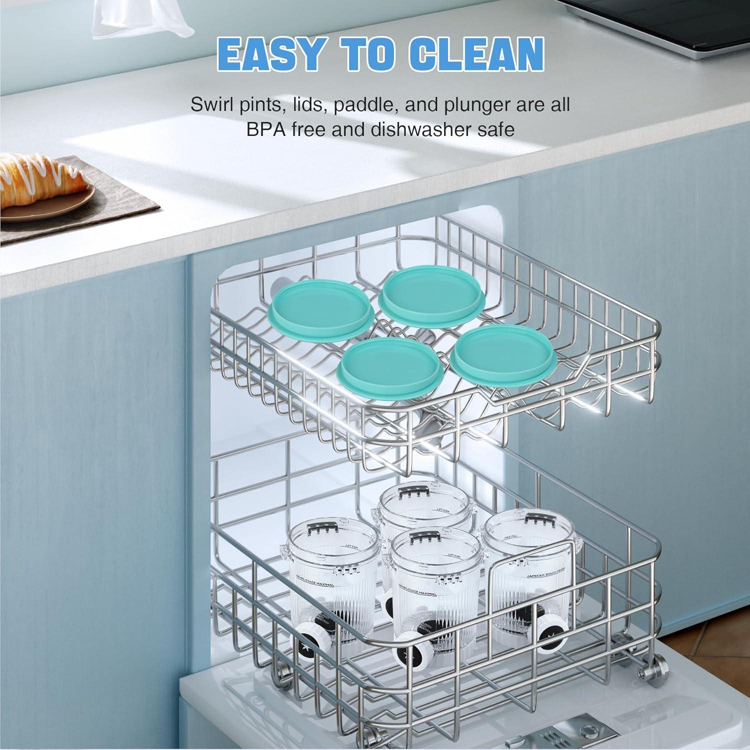 GuanQiao 4 Recipientes y Tapas para Ninja Creami Swirl 16 oz