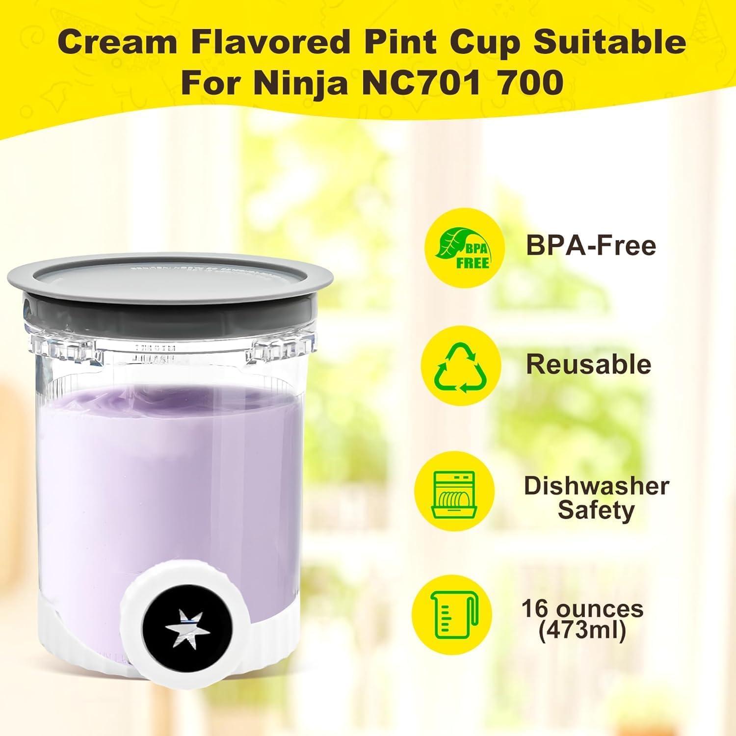Paquete de 2 Pints Ninja Creami NC700 NC701, 473ml, Libre de BPA