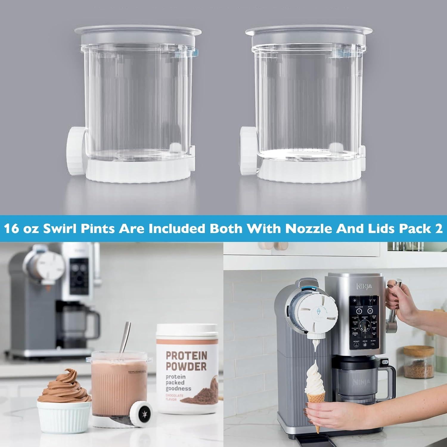 Juego de Pints y Tapas Ninja CREAMi NC700, 2 Unidades, Libre BPA