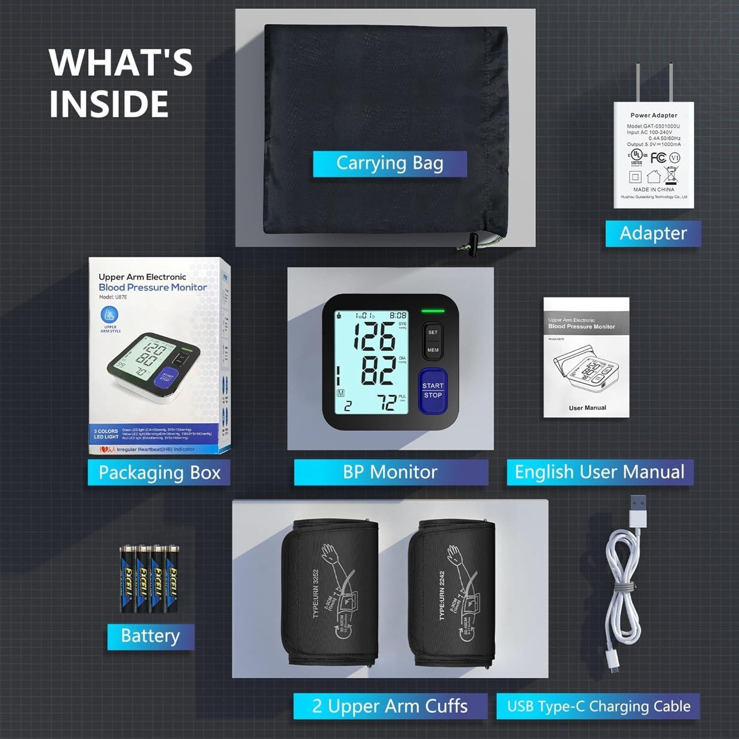 Máquina de Presión Arterial Digital AQESO - 2 Mangas M/L y XL