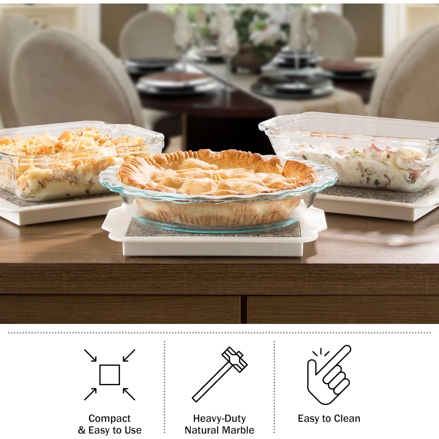 Plato Calentador de Comida Chef Buddy 9" Mármol Blanco