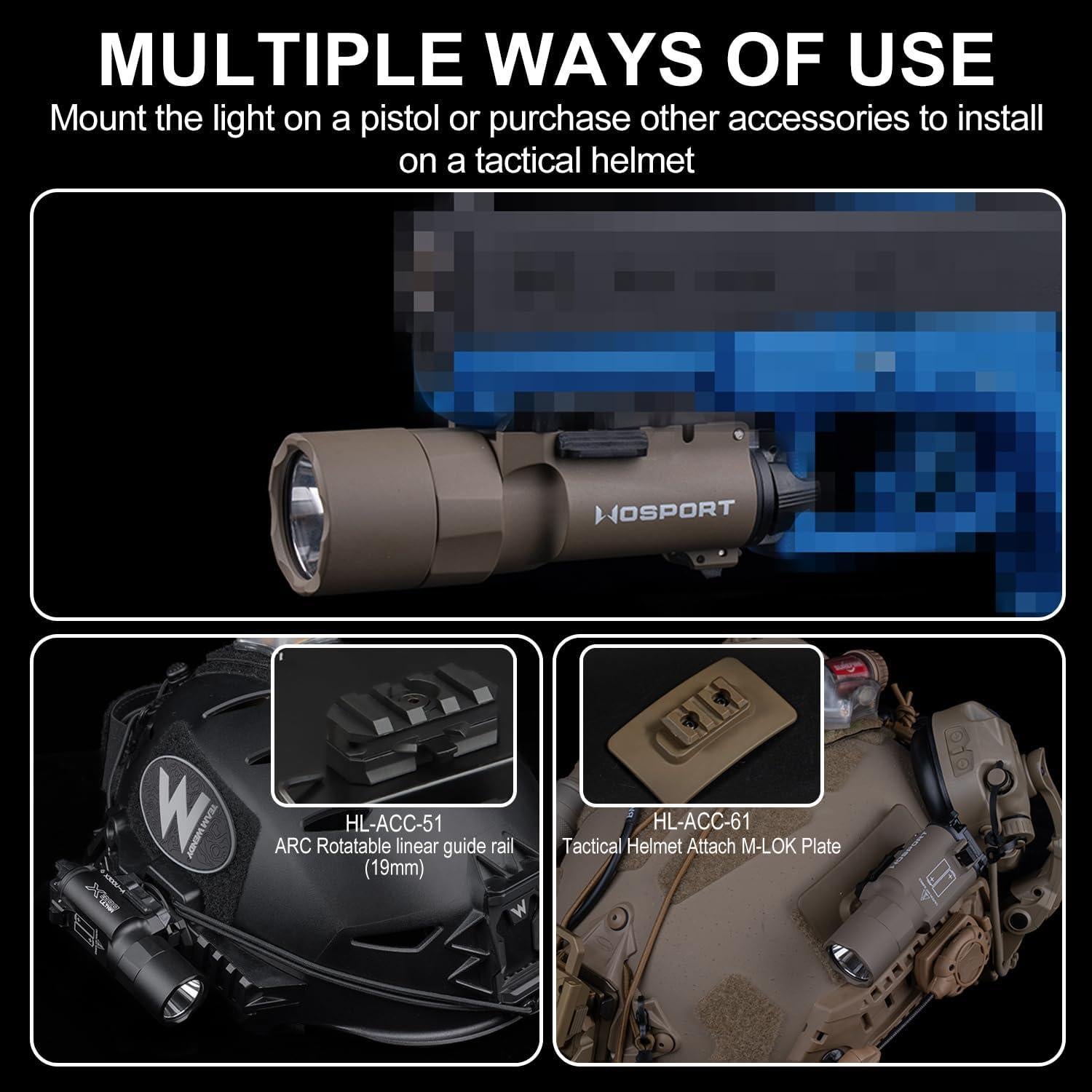 Linterna Táctica LED Zhongren X300-A 800 Lúmenes Beige