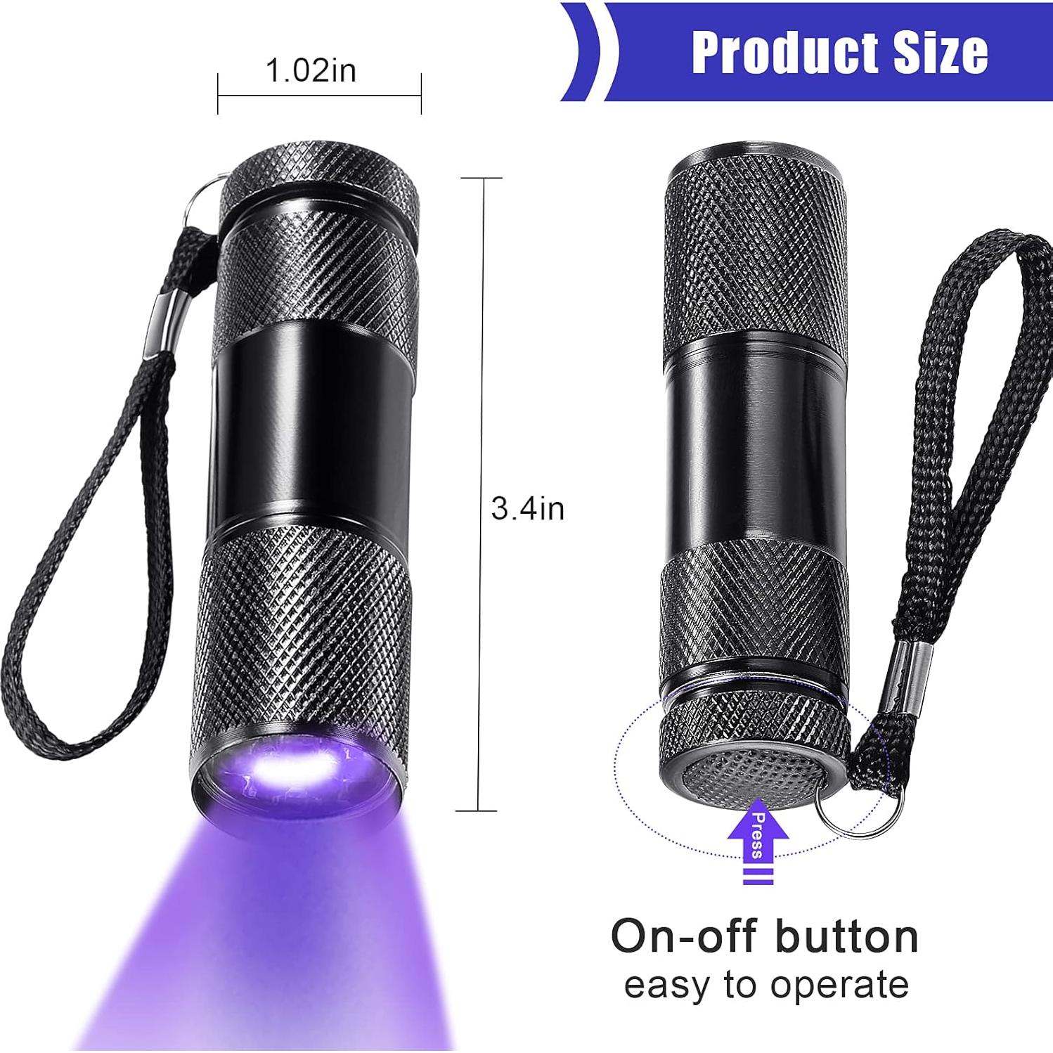 Linternas UV Portátiles Roceei - 10 Piezas, Luz Negra LED