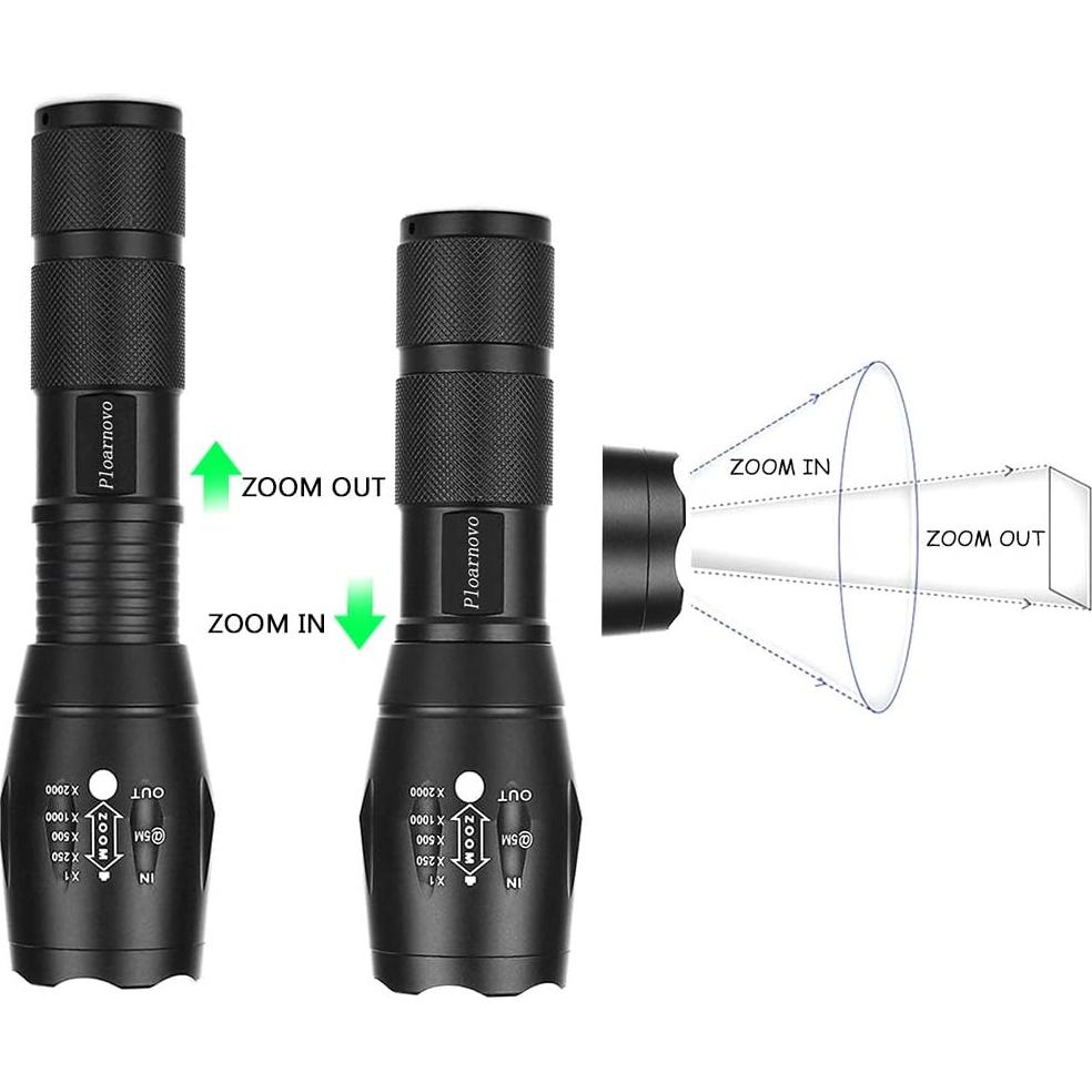 Linterna LED Verde Ploarnovo Zoomable Resistente al Agua 2 Pzs