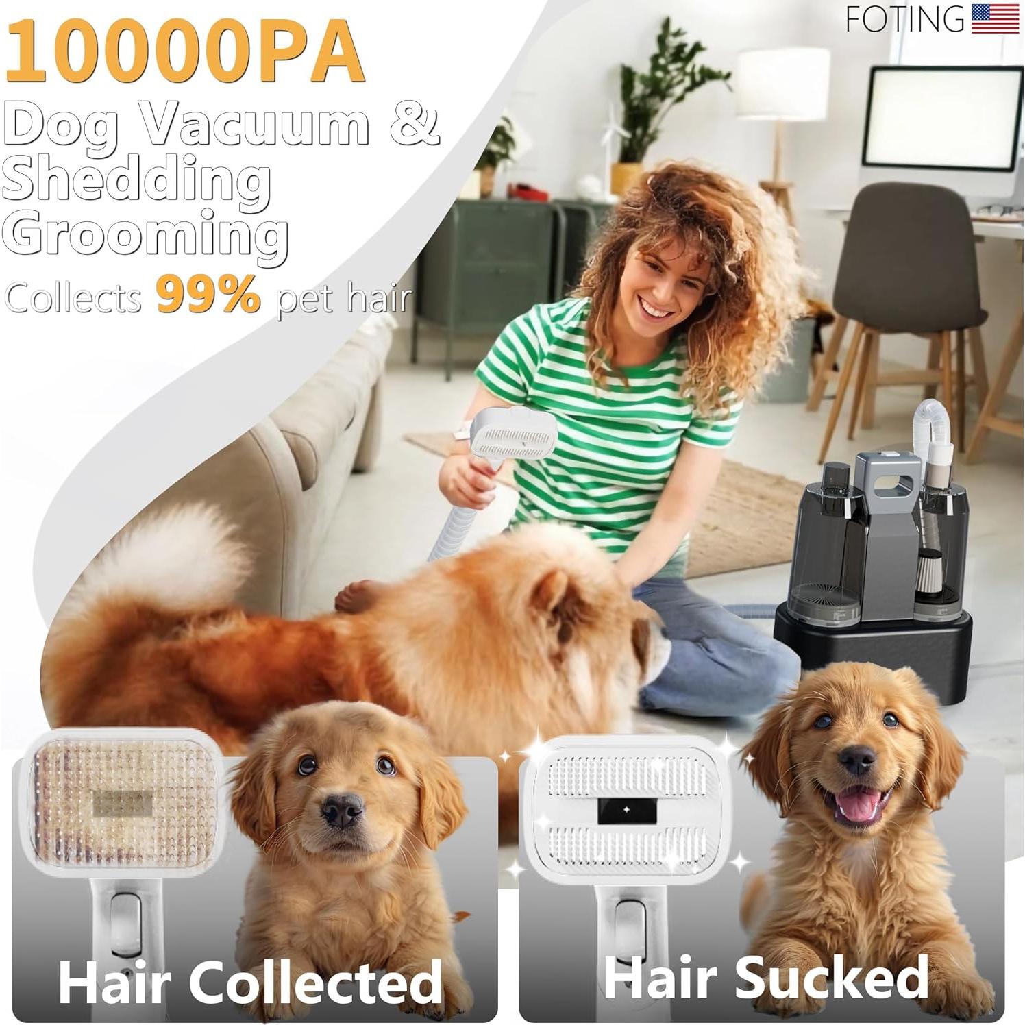 Kit de Aspiradora y Secador FOTING 6 en 1 para Perros 2.1L