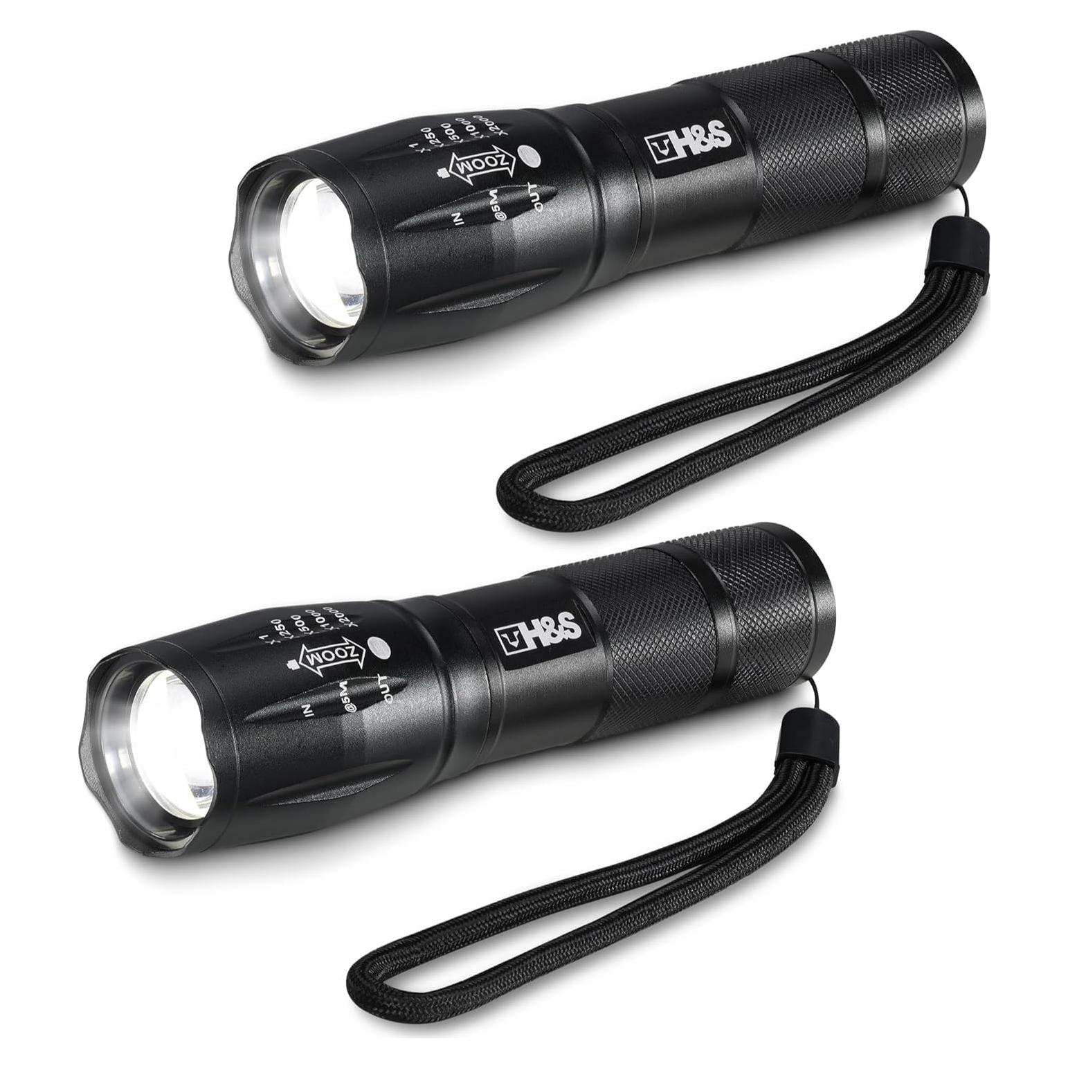 Juego de 2 Linternas LED H&S Tácticas Impermeables 5 Modos