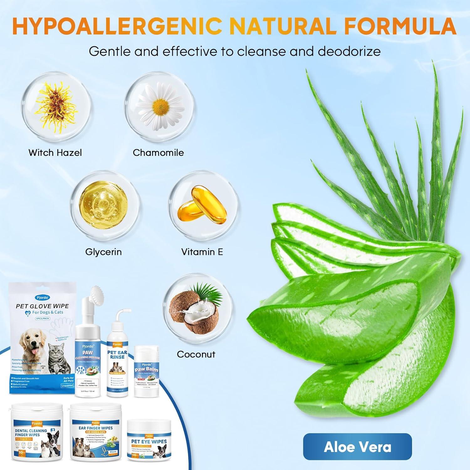Kit de Limpieza para Perros Pjordo - Toallitas y Limpiadores