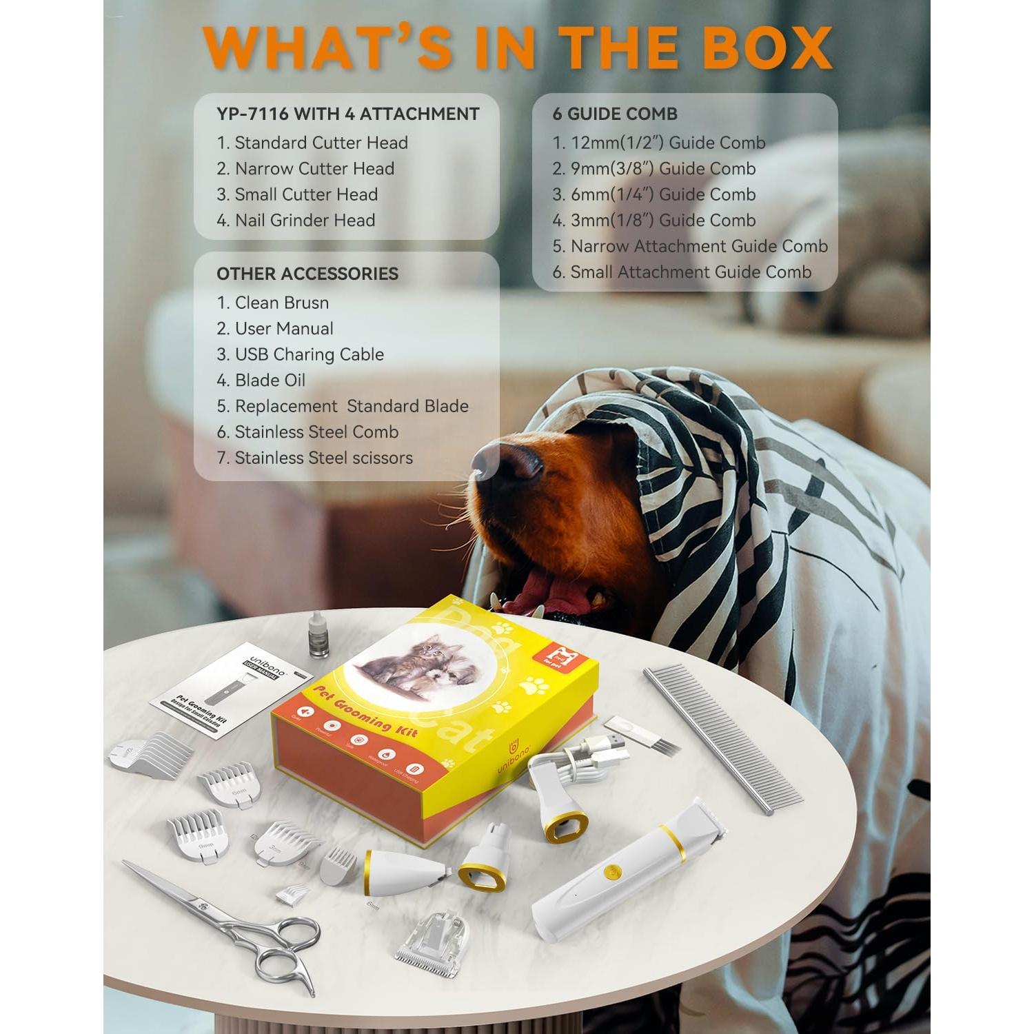 Kit de Aseo para Perros Unibono YP-7116 Recortadora Silenciosa