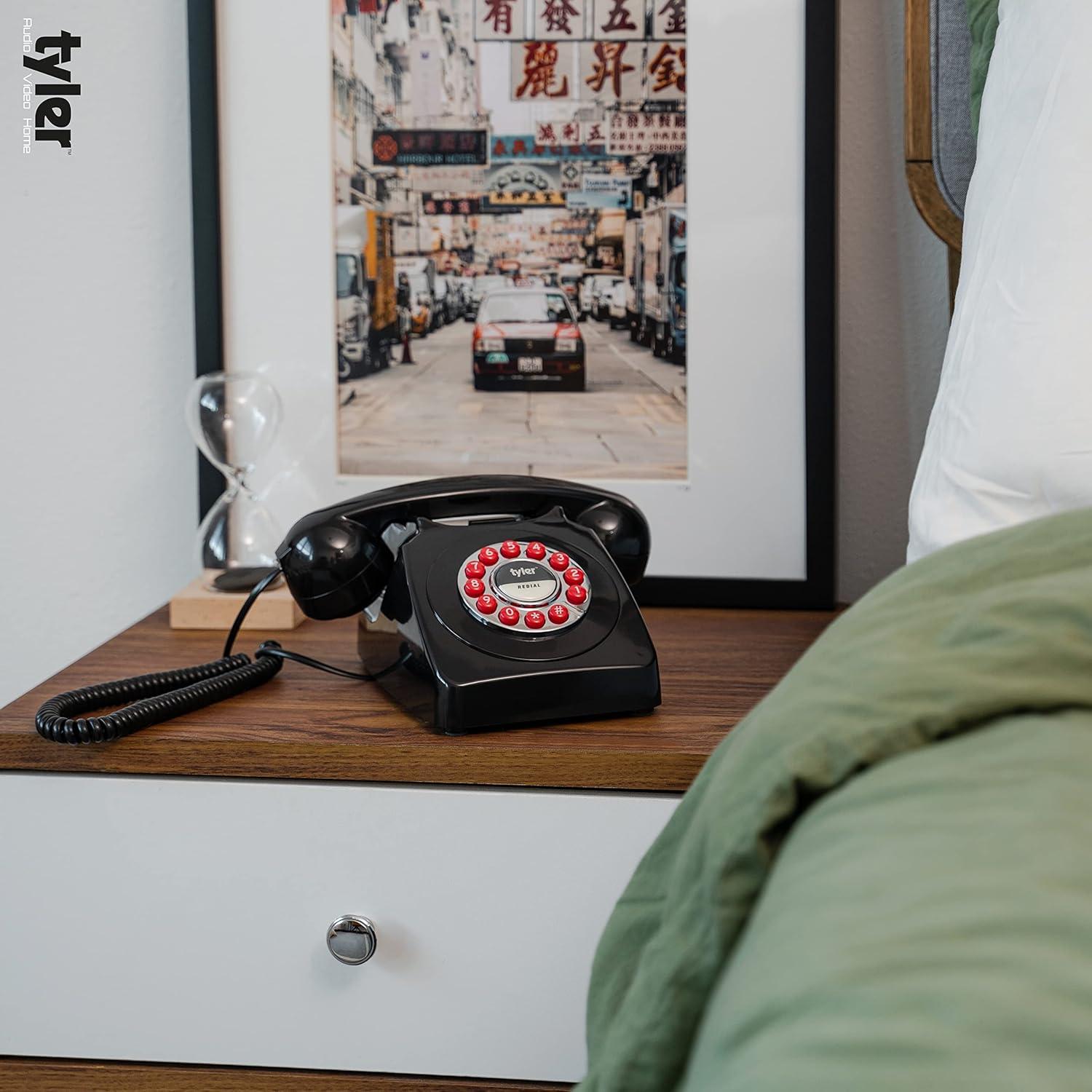 Teléfono de Línea Terrestre Retro Tyler TRP-1 Negro