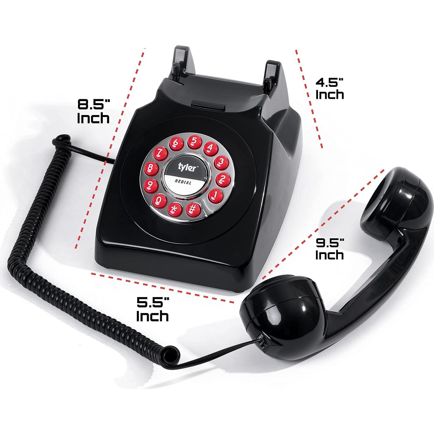Teléfono de Línea Terrestre Retro Tyler TRP-1 Negro