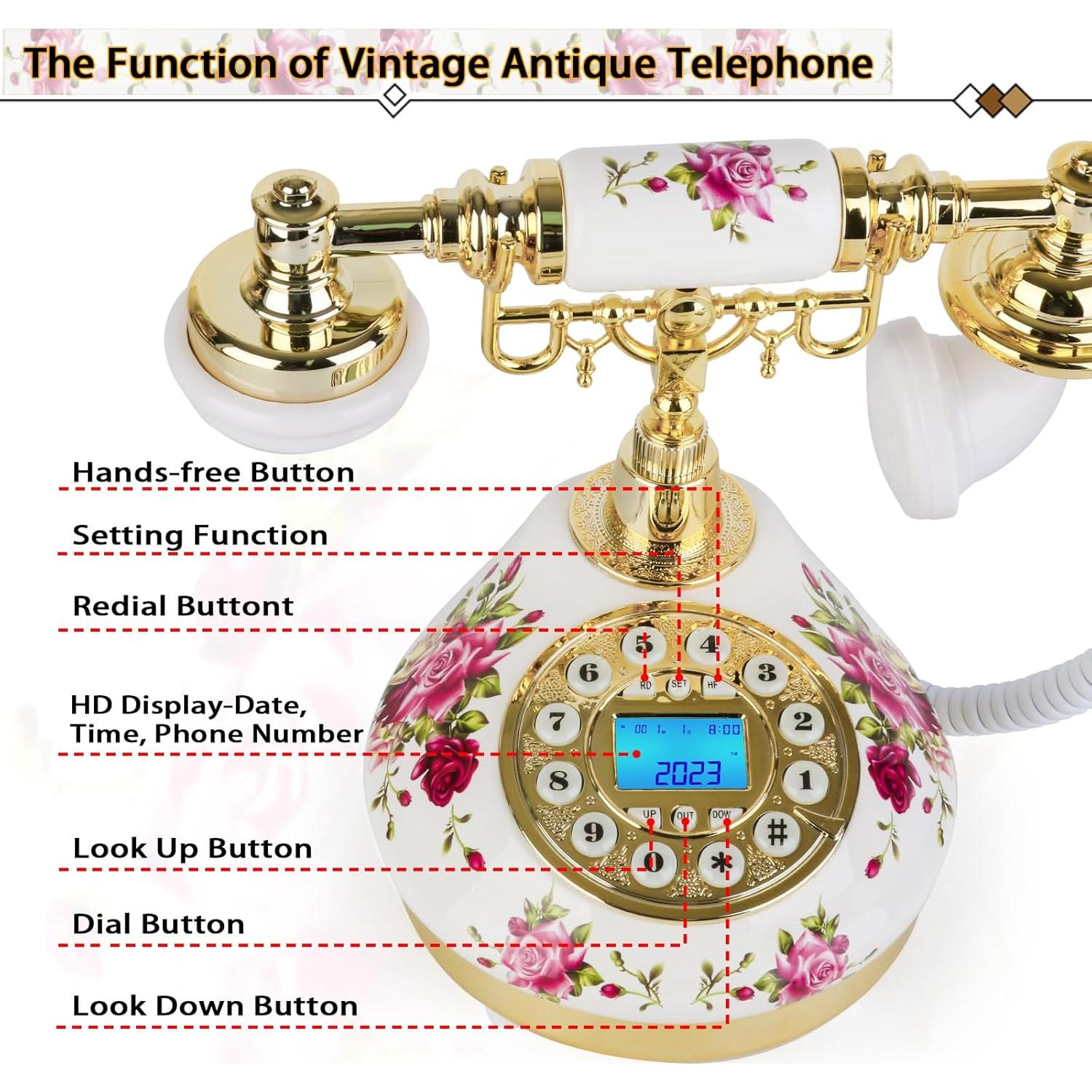 Teléfono de Línea Antiguo Sangyn Vintage con Pantalla LCD