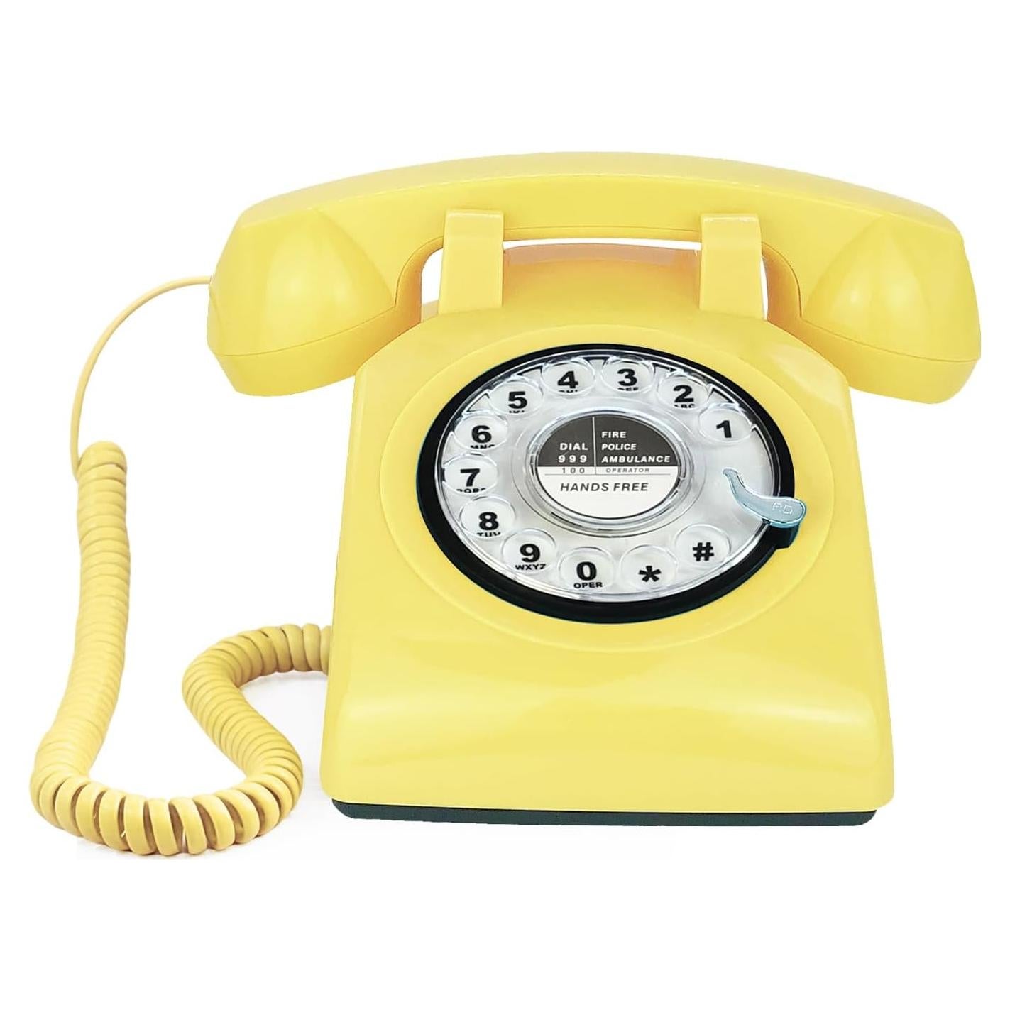 Teléfono de Escritorio Retro TelPal MY-301 Amarillo Manos Libres