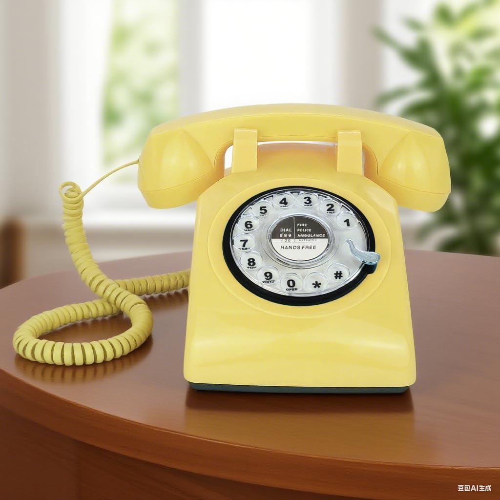 Teléfono de Escritorio Retro TelPal MY-301 Amarillo Manos Libres