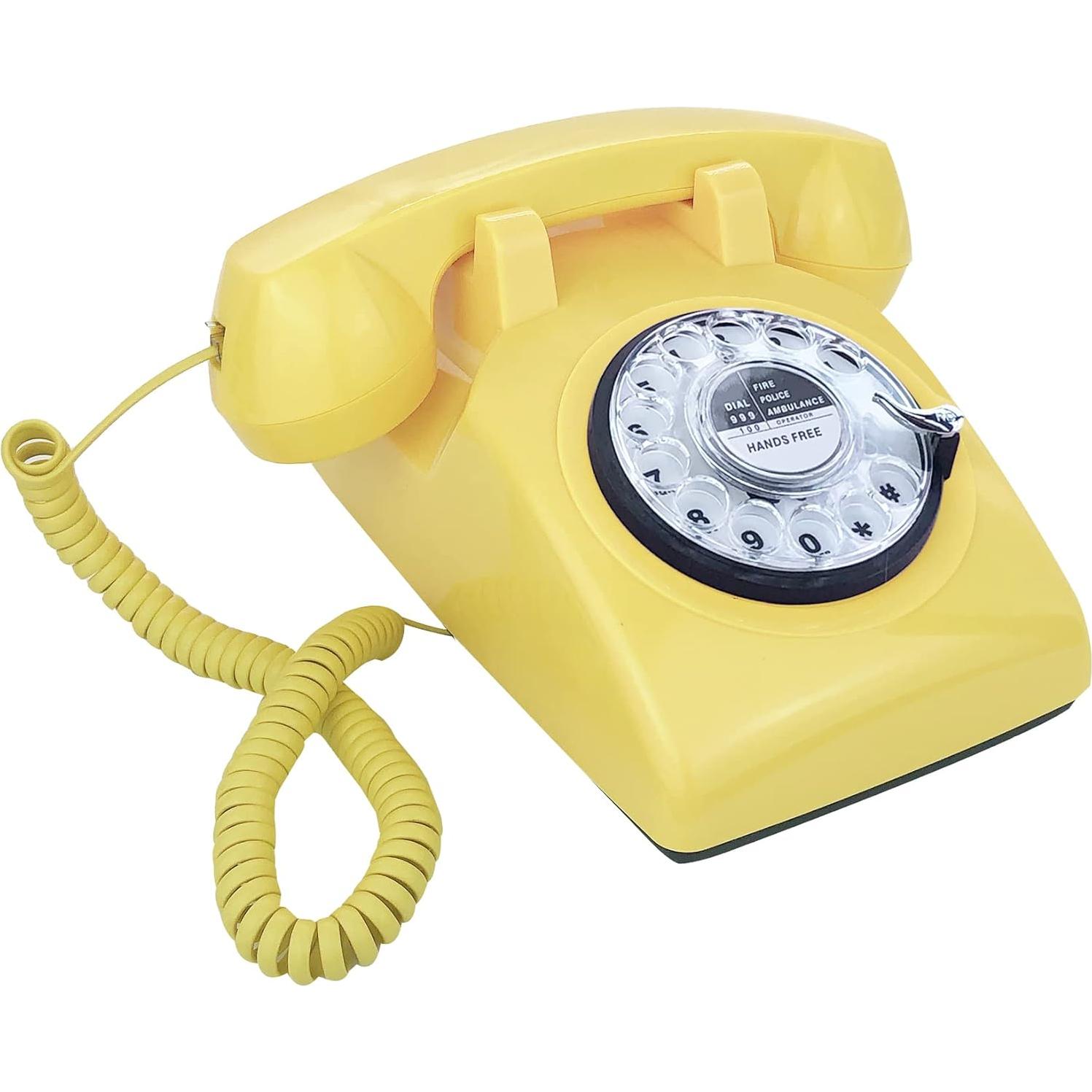Teléfono de Escritorio Retro TelPal MY-301 Amarillo Manos Libres