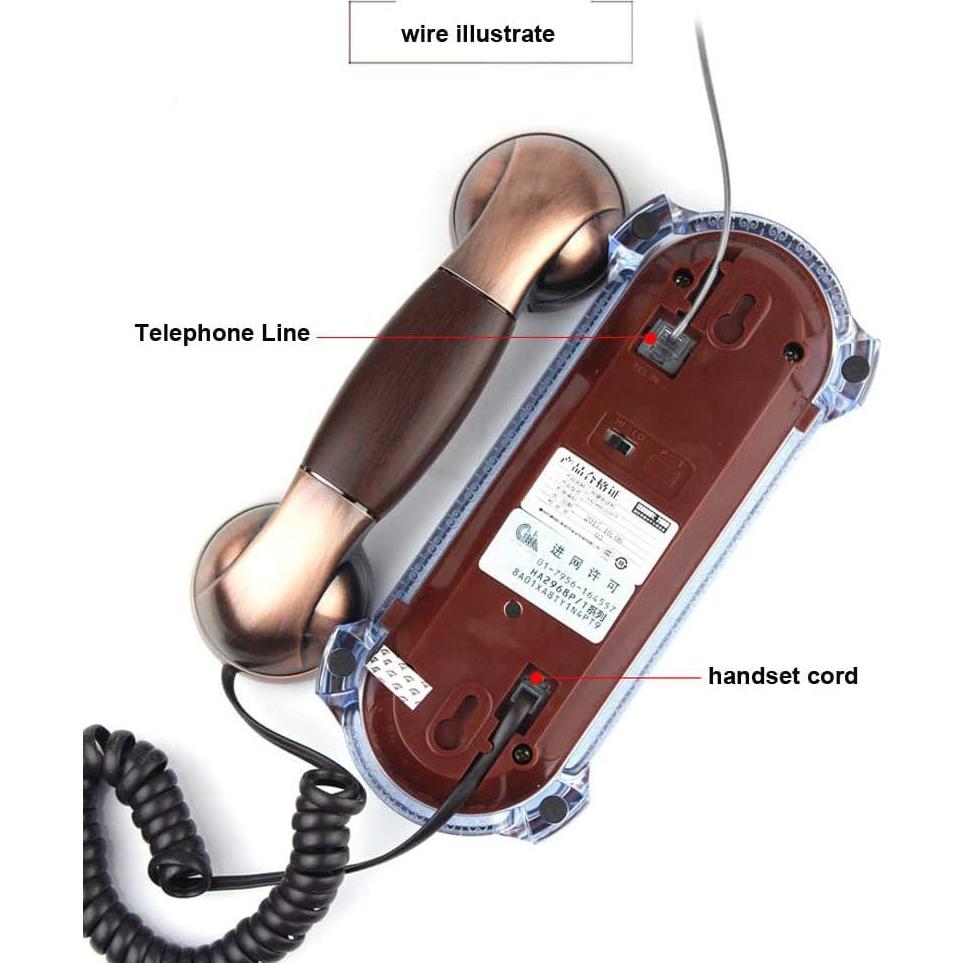 Teléfono de Pared Retro TelPal 309 Mini Bronce Rojo