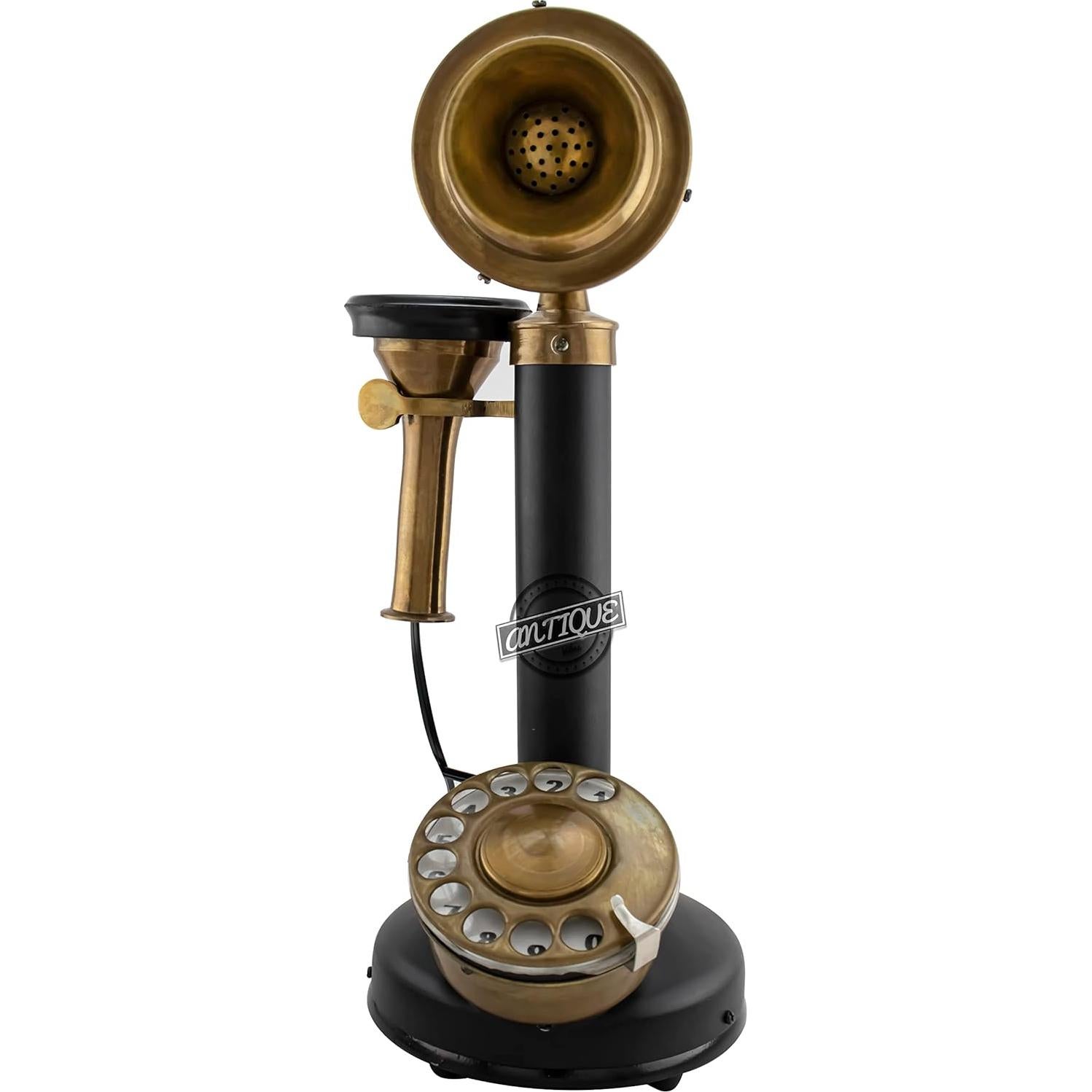 Teléfono de disco rotatorio Antique Vibes Negro 35 cm