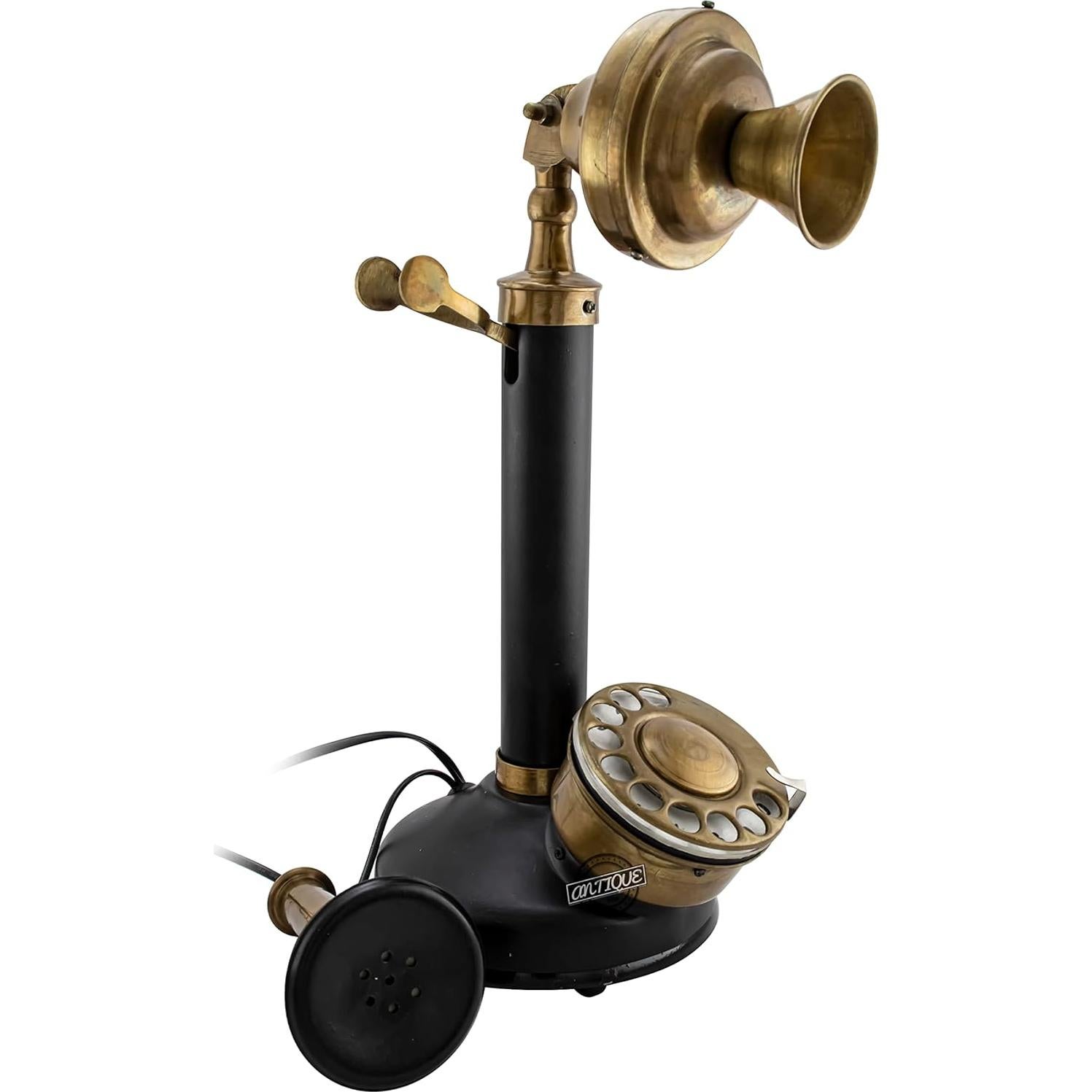 Teléfono de disco rotatorio Antique Vibes Negro 35 cm