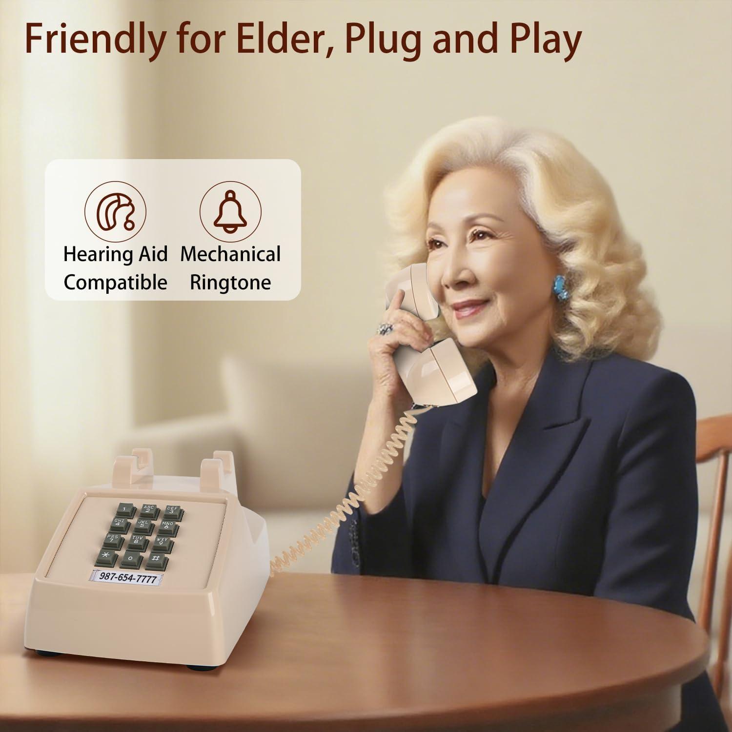 Teléfono de Escritorio Retro Beige Tradicional Americano 2500