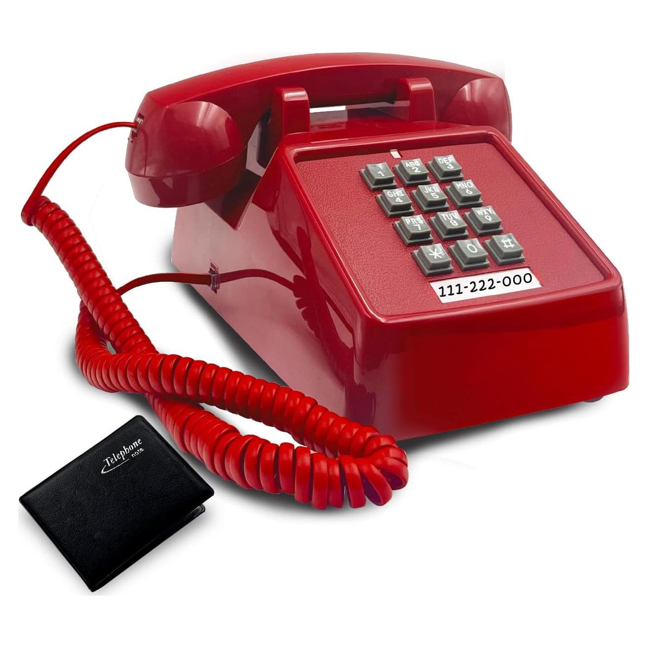 Teléfono de Línea Fija Vintage JIUZHOUYOUTU Rojo con Timbre Mecánico