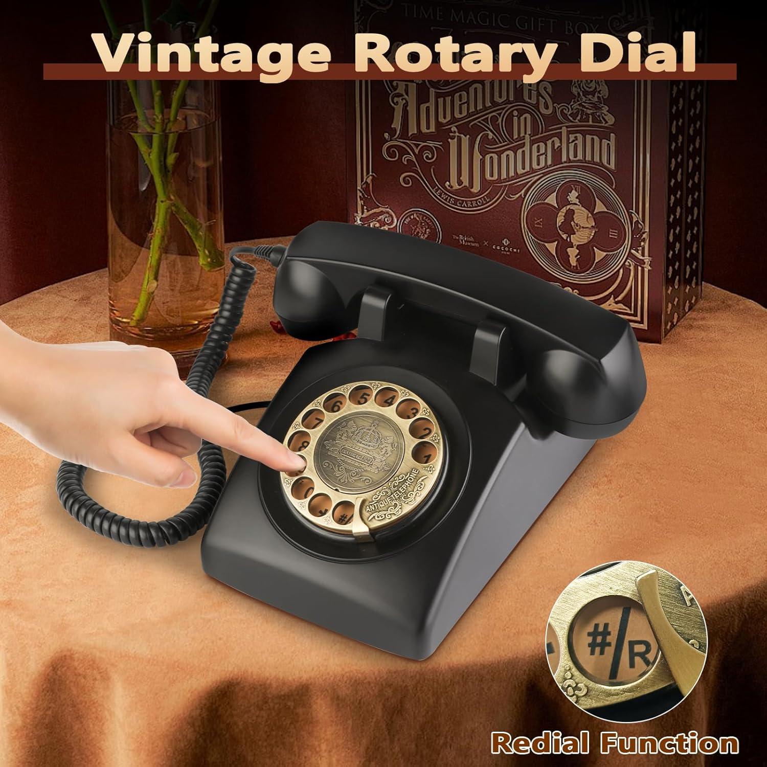 Teléfono de línea retro Sangyn RT01 Negro con timbre mecánico