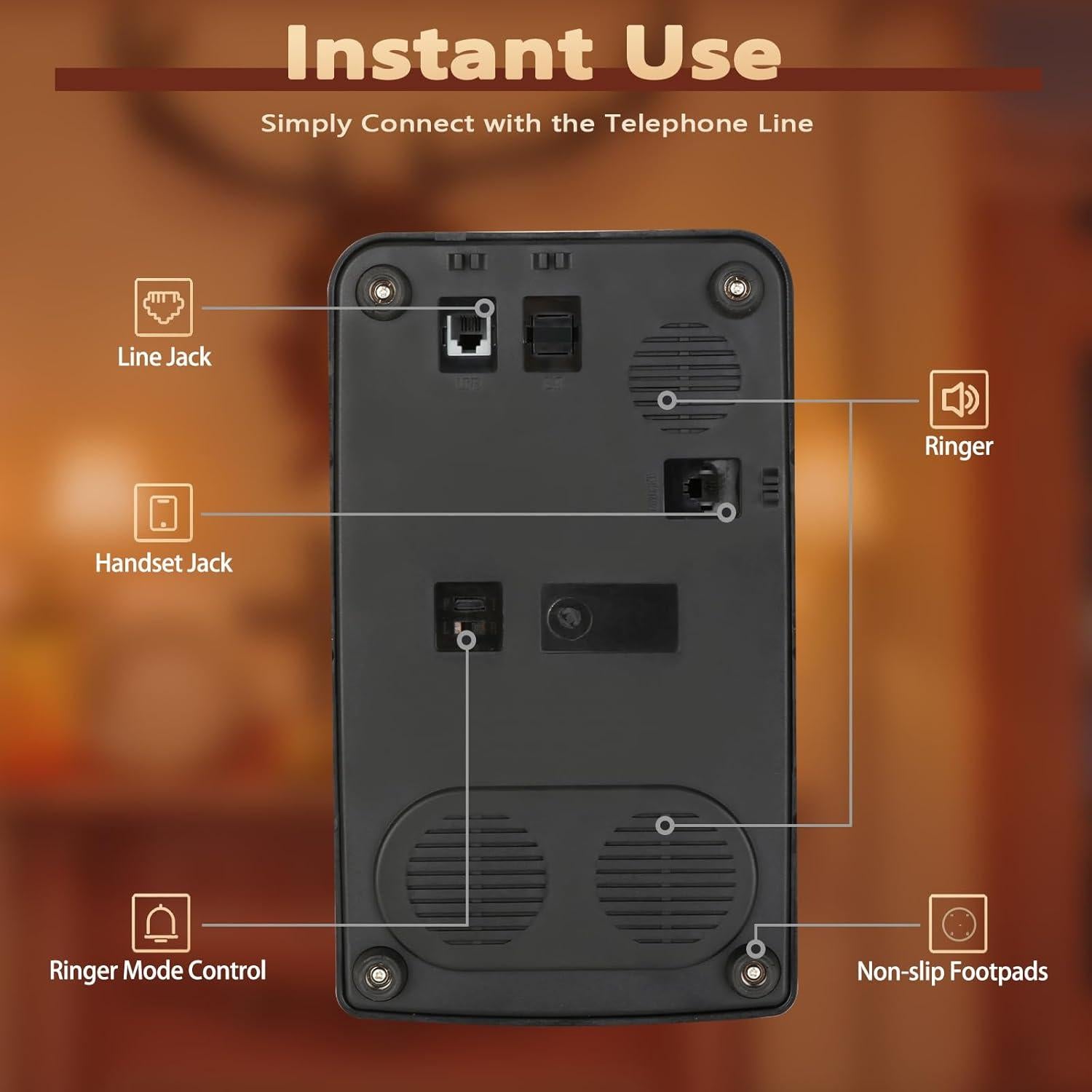 Teléfono de línea retro Sangyn RT01 Negro con timbre mecánico