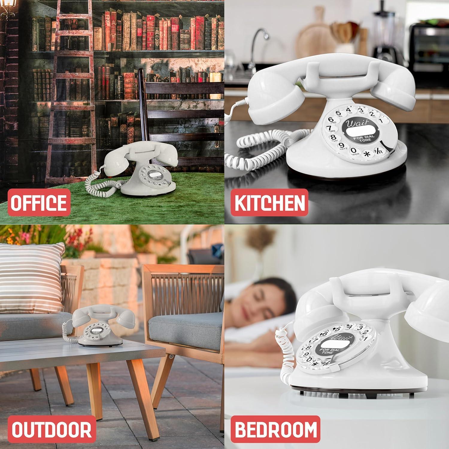 Teléfono de Línea Retro Opis FunkyFon Blanco 23x14cm