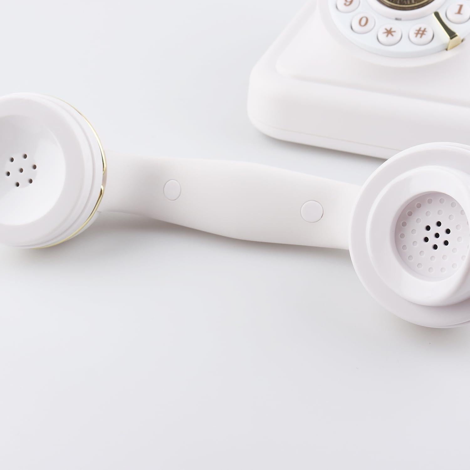 Teléfono de Disco Vintage SIXDEFLY Blanco 1960 Retro