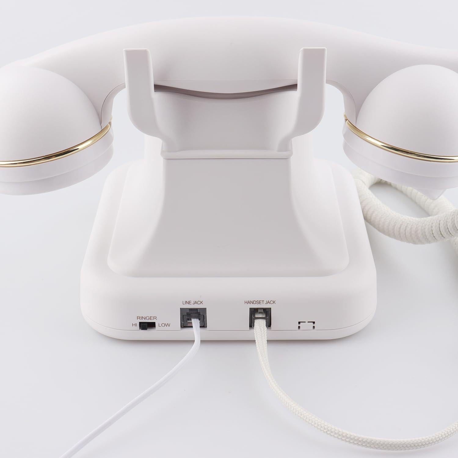 Teléfono de Disco Vintage SIXDEFLY Blanco 1960 Retro