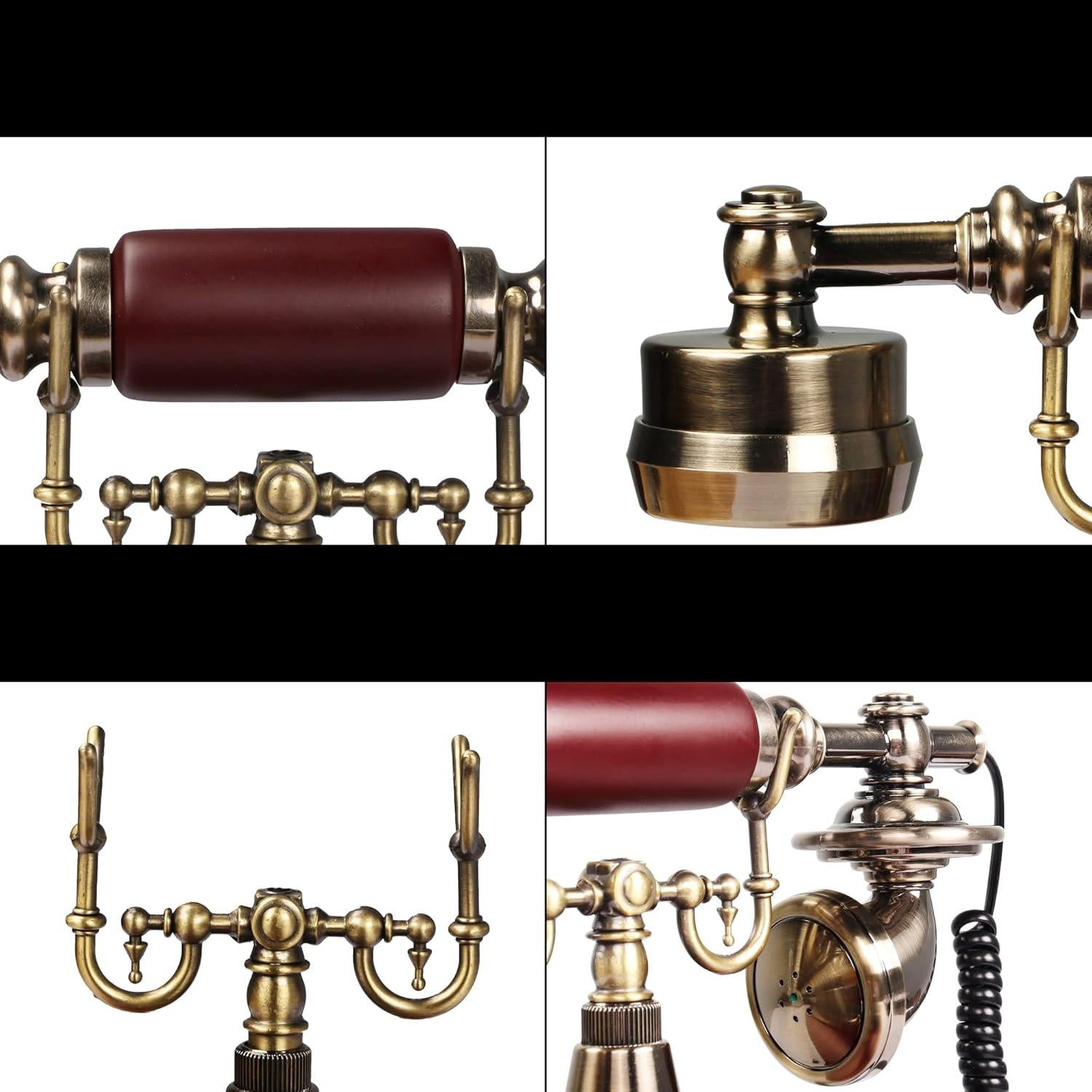 Teléfono de Mesa Retro CERRXIAN Antiguo con Tocadiscos Rojo