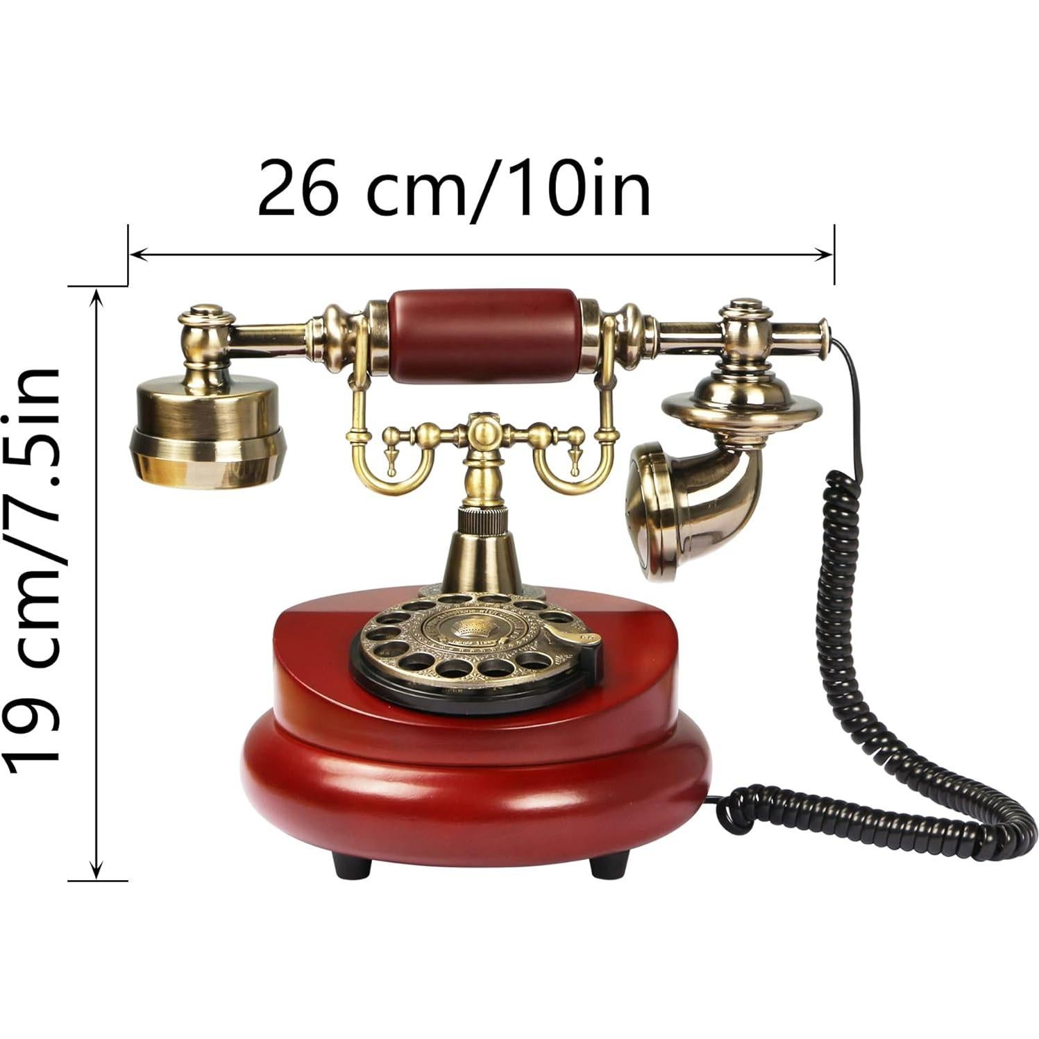 Teléfono de Mesa Retro CERRXIAN Antiguo con Tocadiscos Rojo