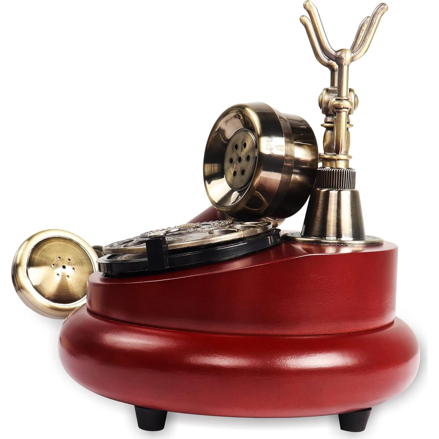 Teléfono de Mesa Retro CERRXIAN Antiguo con Tocadiscos Rojo