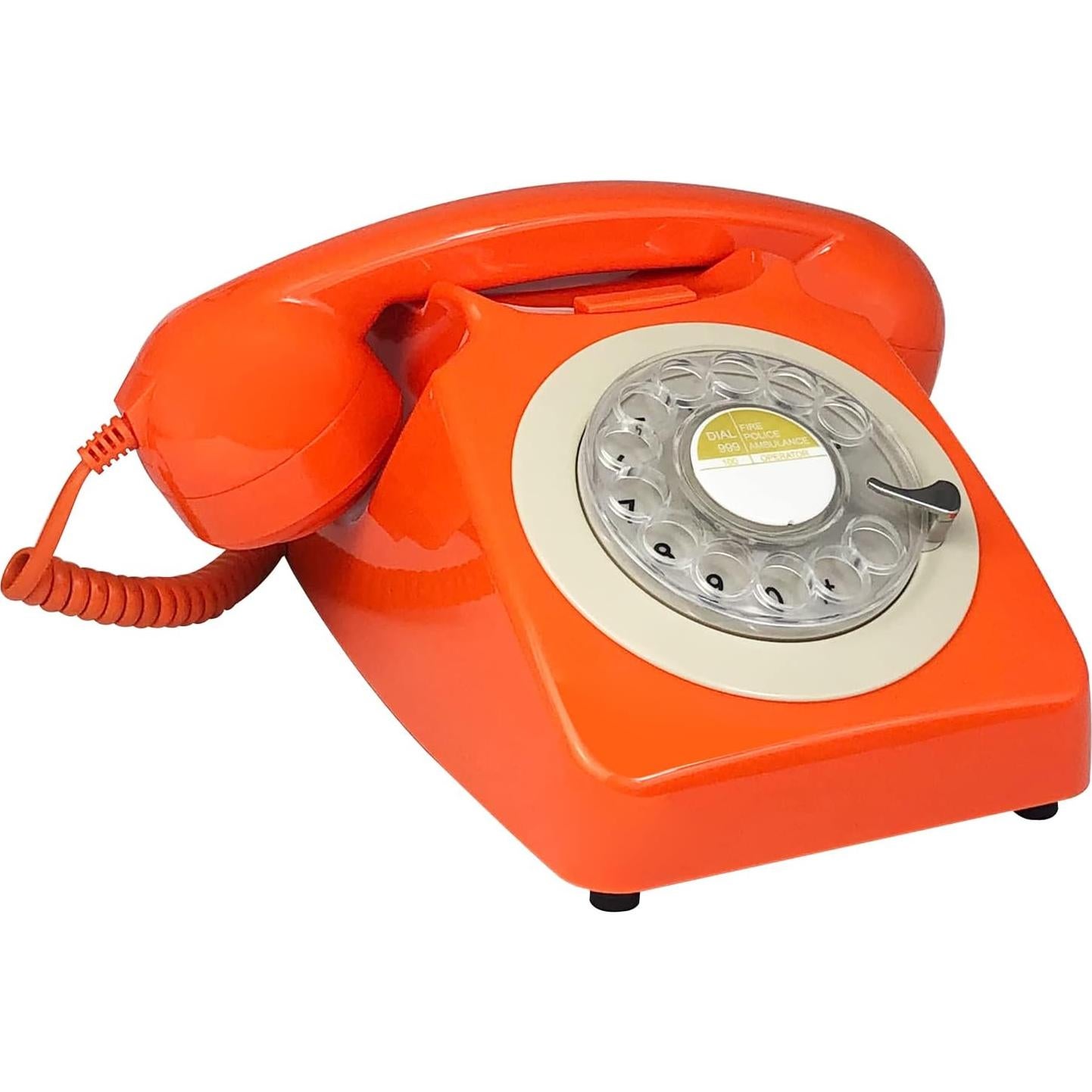 Teléfono de disco rotatorio Benotek 8007 retro naranja