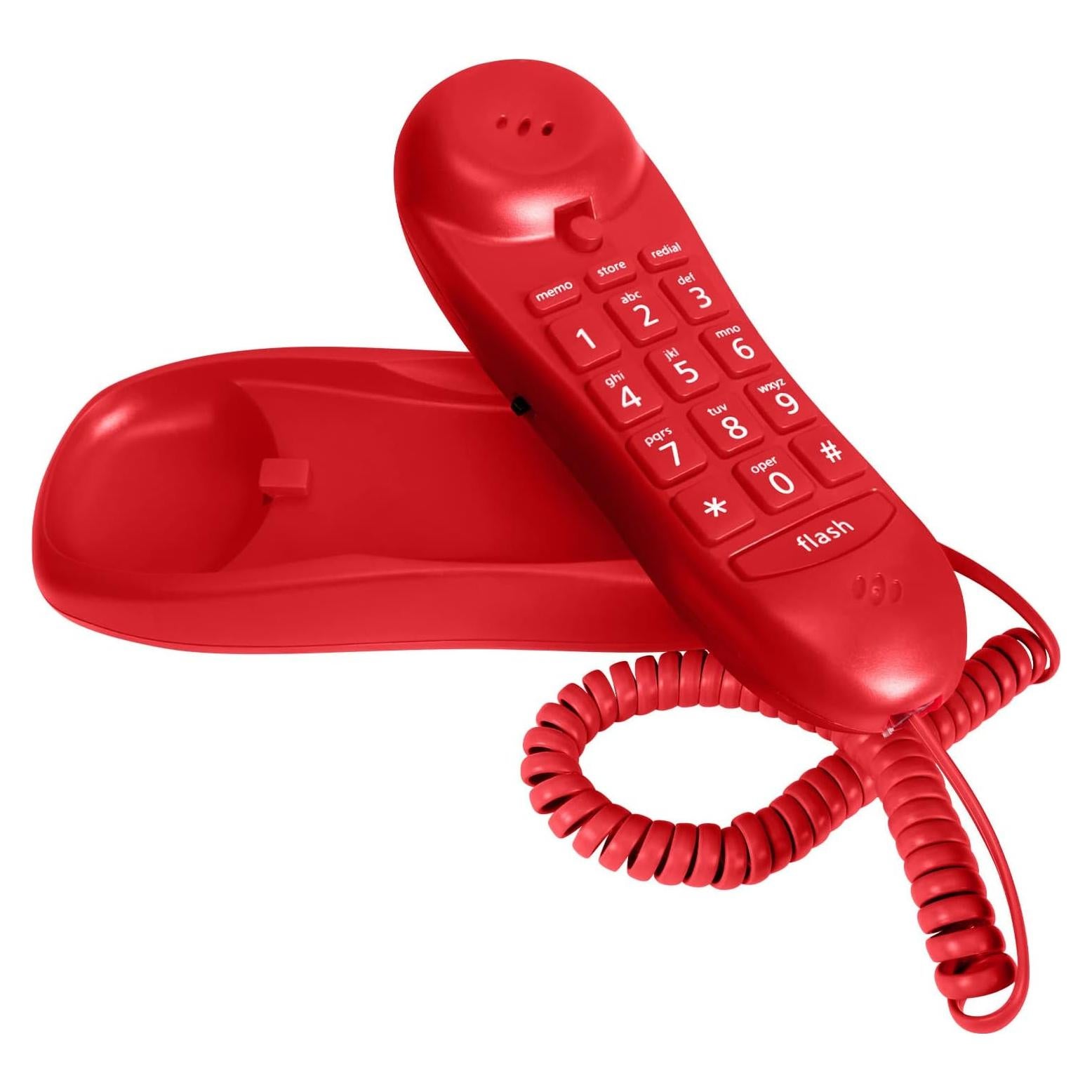 Teléfono de Pared Rojo Slimline Blue Donuts con Memoria