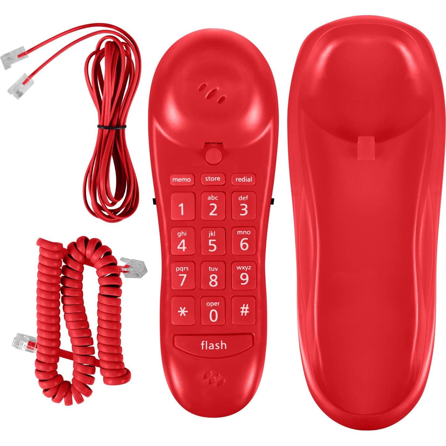 Teléfono de Pared Rojo Slimline Blue Donuts con Memoria