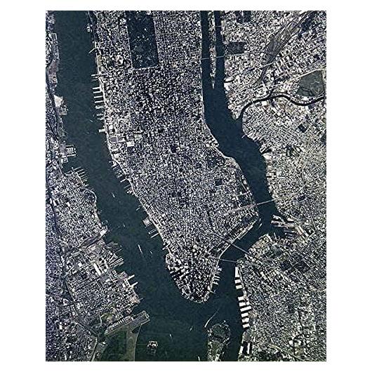 Fotografía Impresa Aérea Satelital de Manhattan 28x36 cm