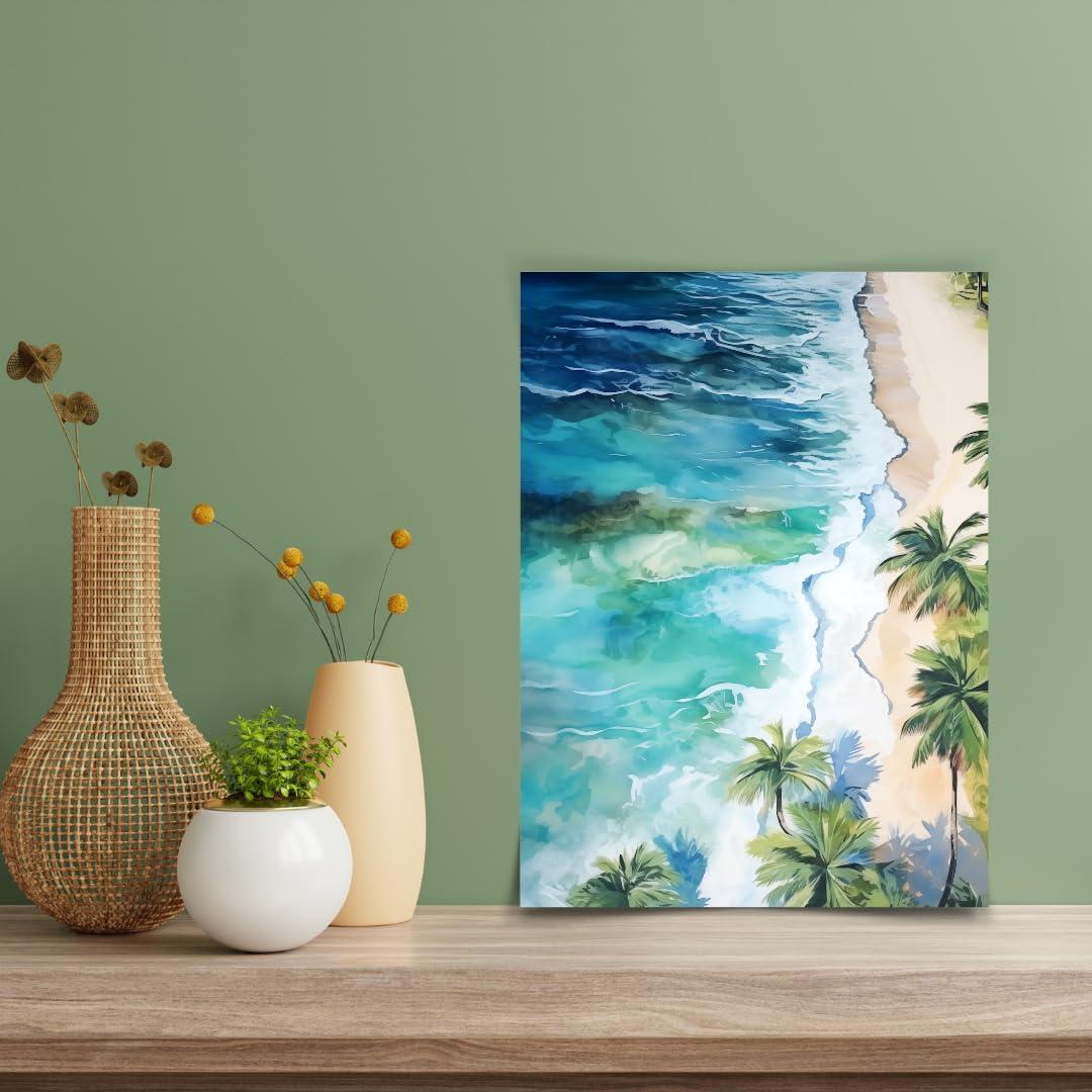 Impresión acuarela playa aérea Gios Studio 35.5x28 cm