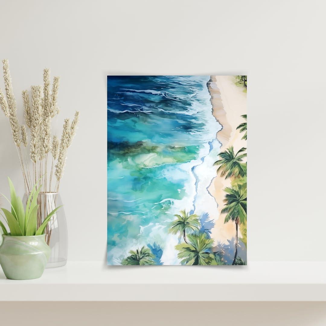 Impresión acuarela playa aérea Gios Studio 35.5x28 cm