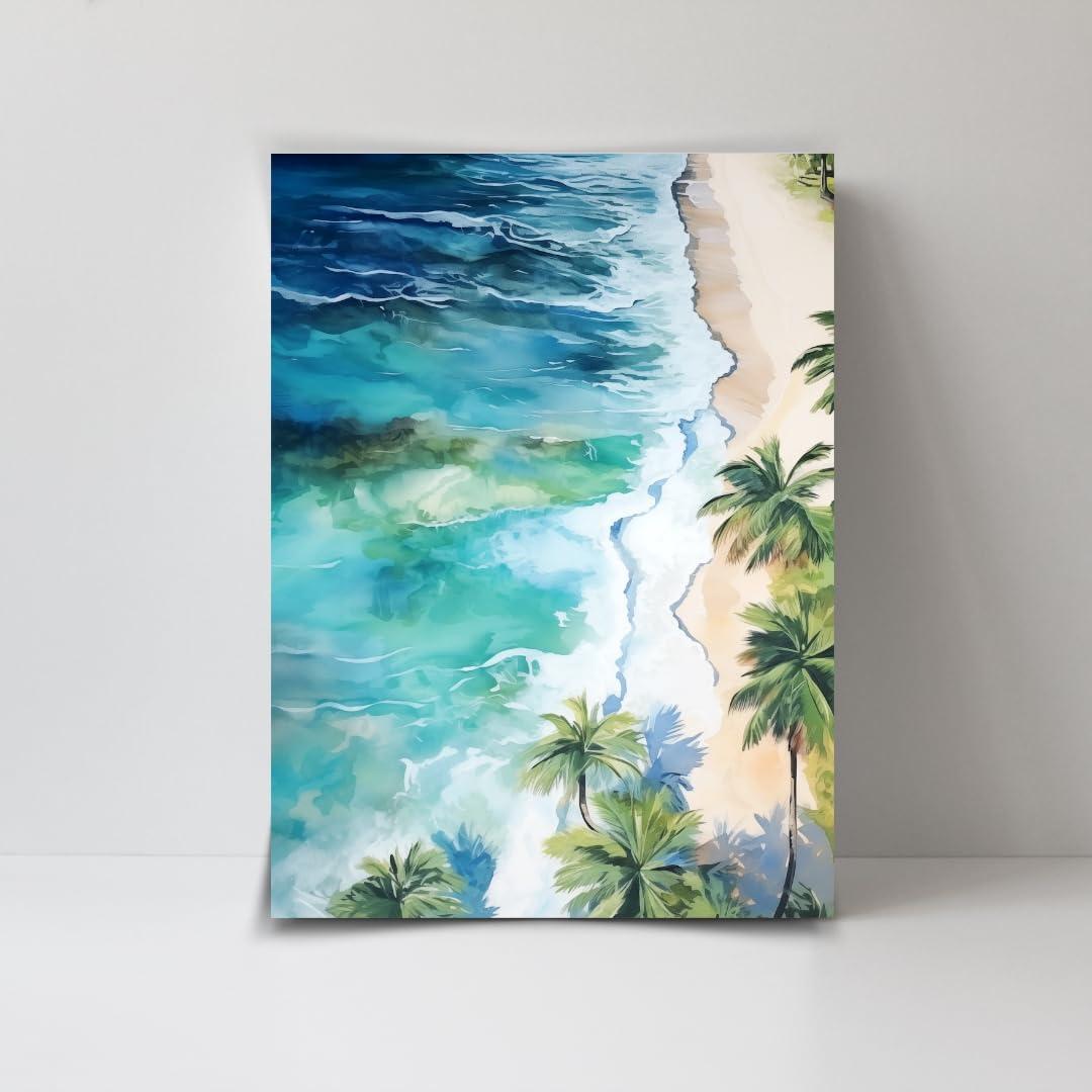 Impresión acuarela playa aérea Gios Studio 35.5x28 cm